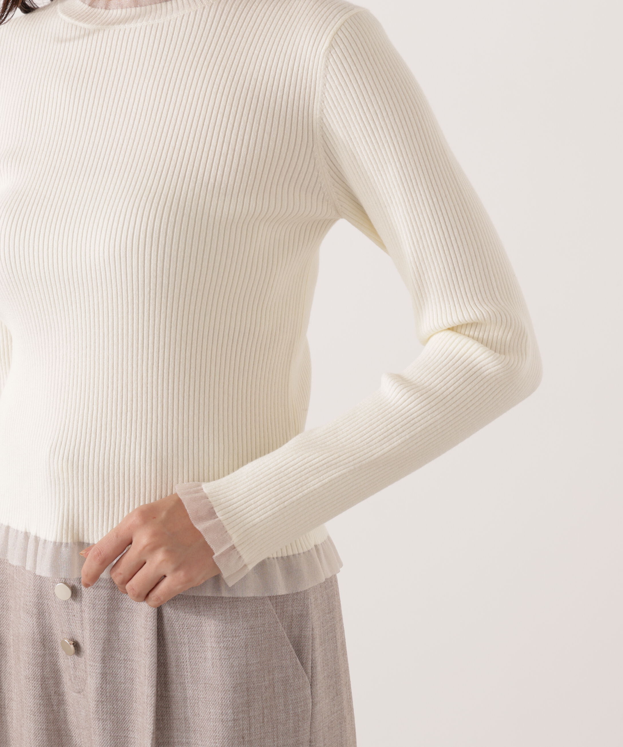 PROPORTION BODY DRESSING「部分シアーリブニット 25AW 」|ニット・セーター|