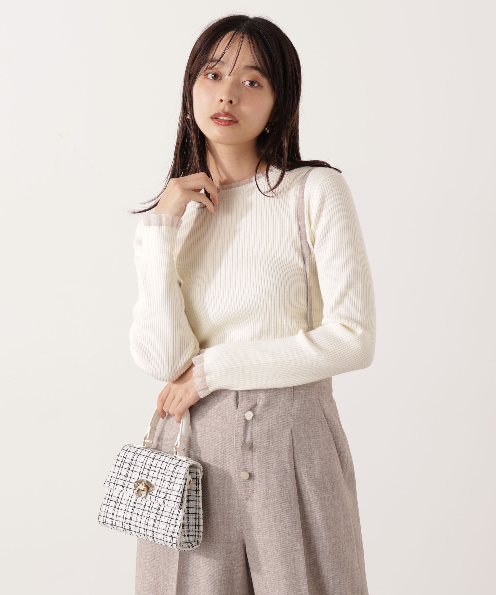 PROPORTION BODY DRESSING「部分シアーリブニット 25AW 」|ニット・セーター|