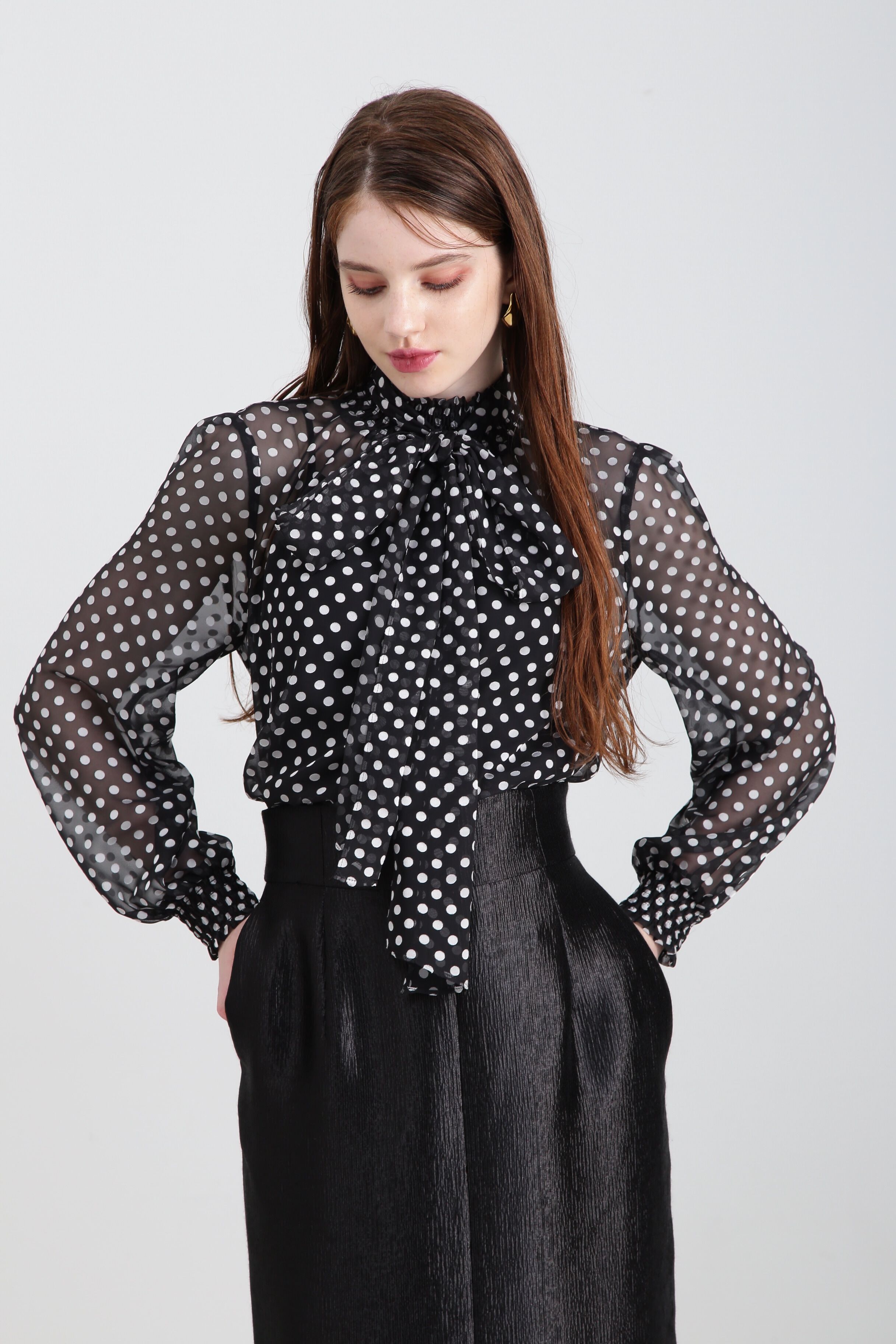  「◆オパールドットリボンブラウス」|シャツ・ブラウス|