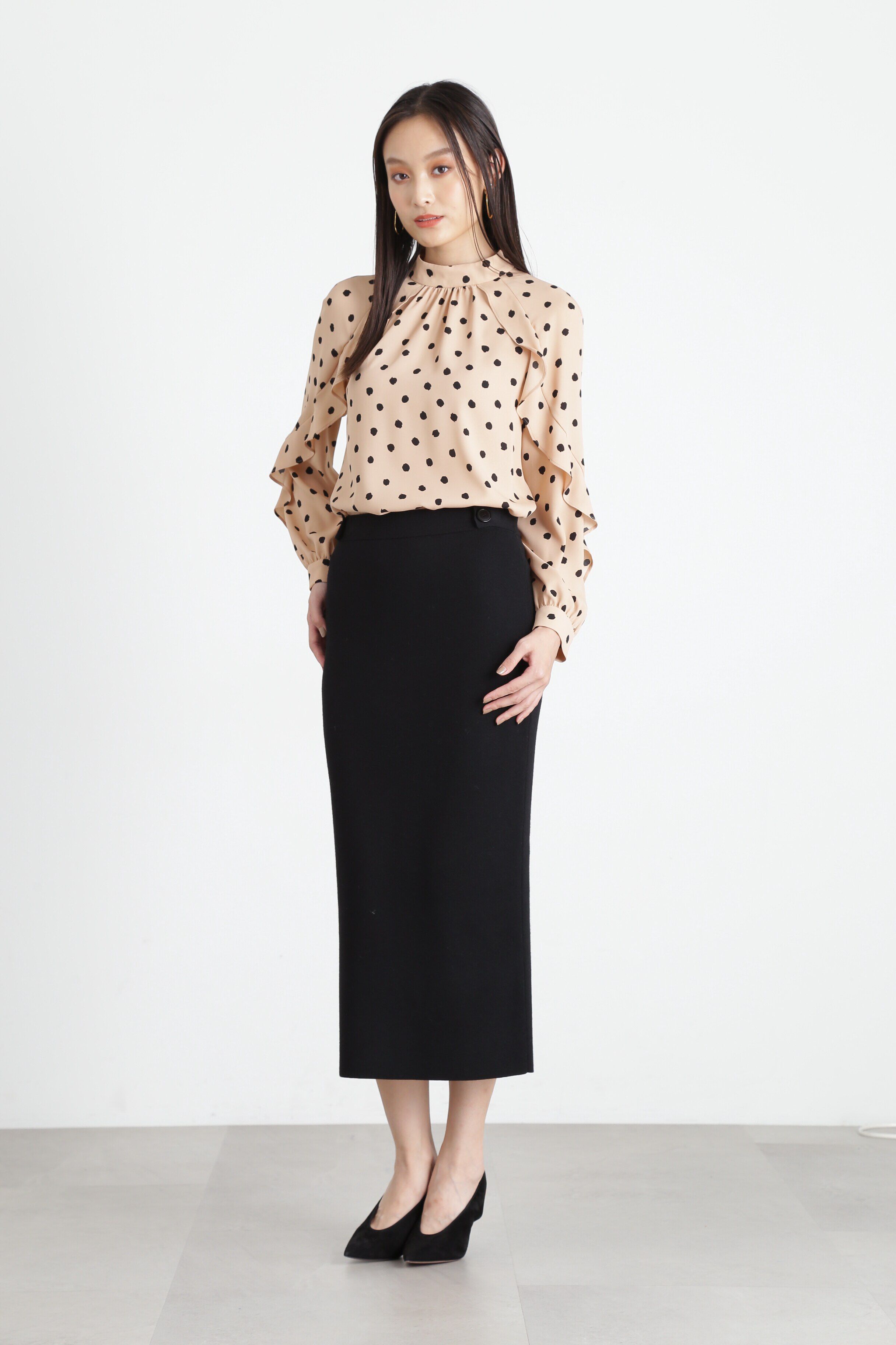  「◆ランダムドットラグランラッフルブラウス」|シャツ・ブラウス|