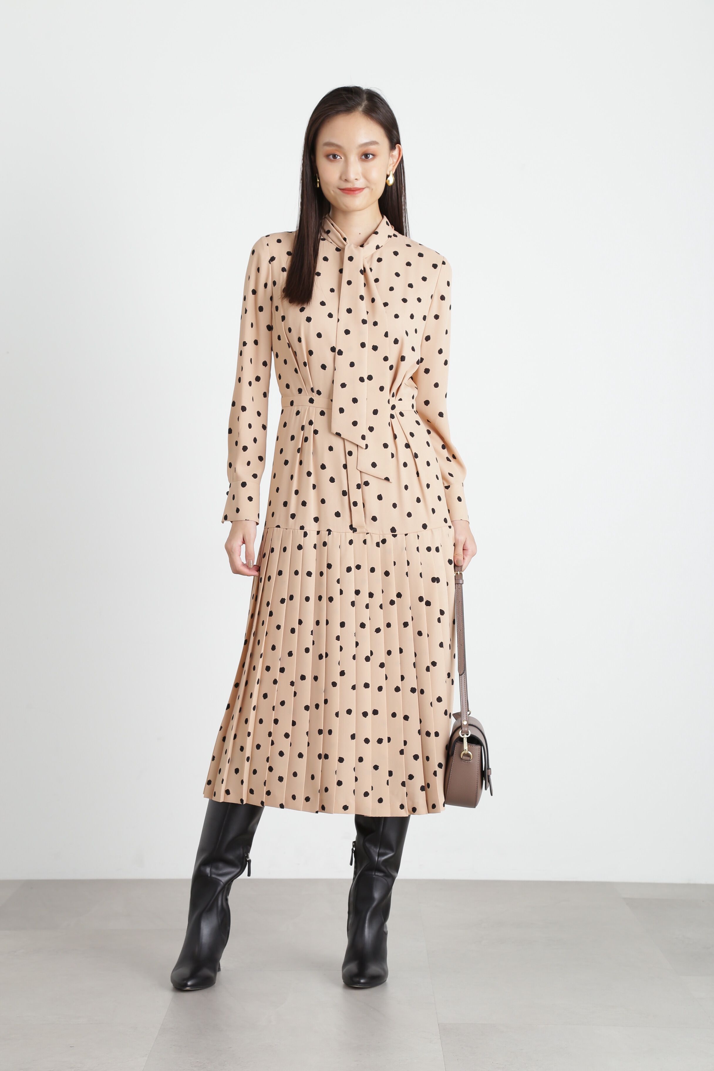  「◆ランダムドットプリーツワンピース」|ワンピース|