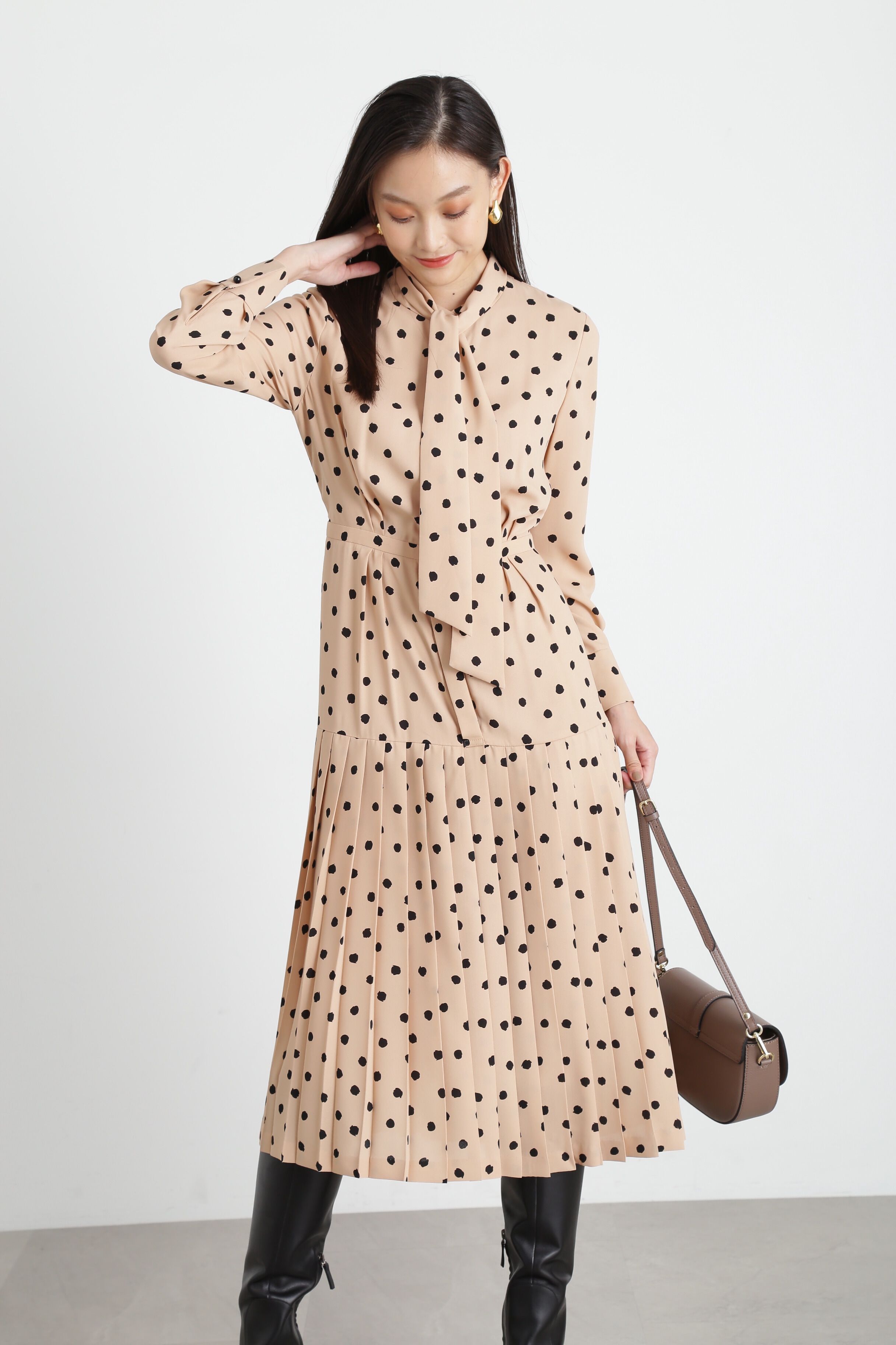  「◆ランダムドットプリーツワンピース」|ワンピース|