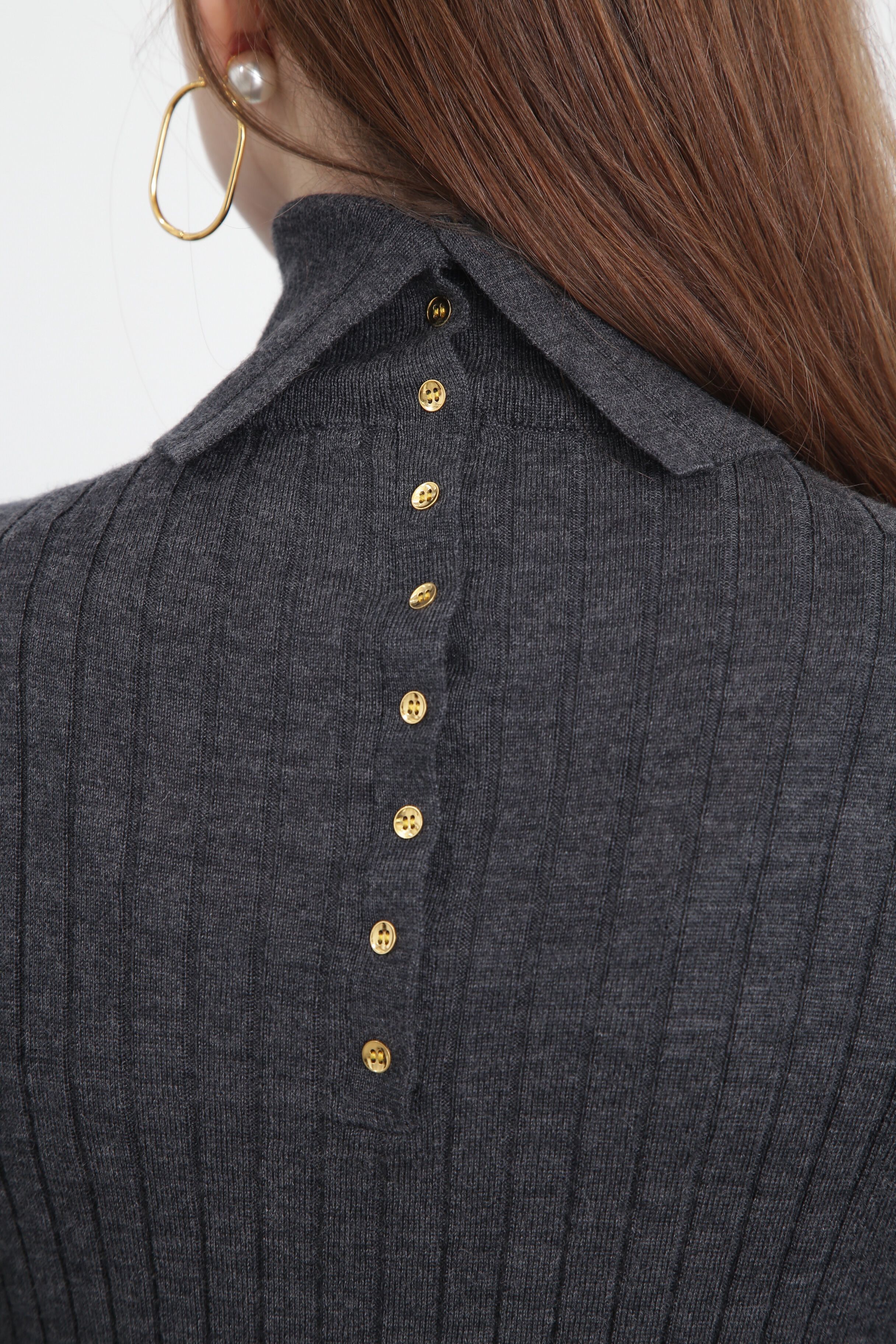  「◆バックボタンリブニットプルオーバー」|ニット・セーター|