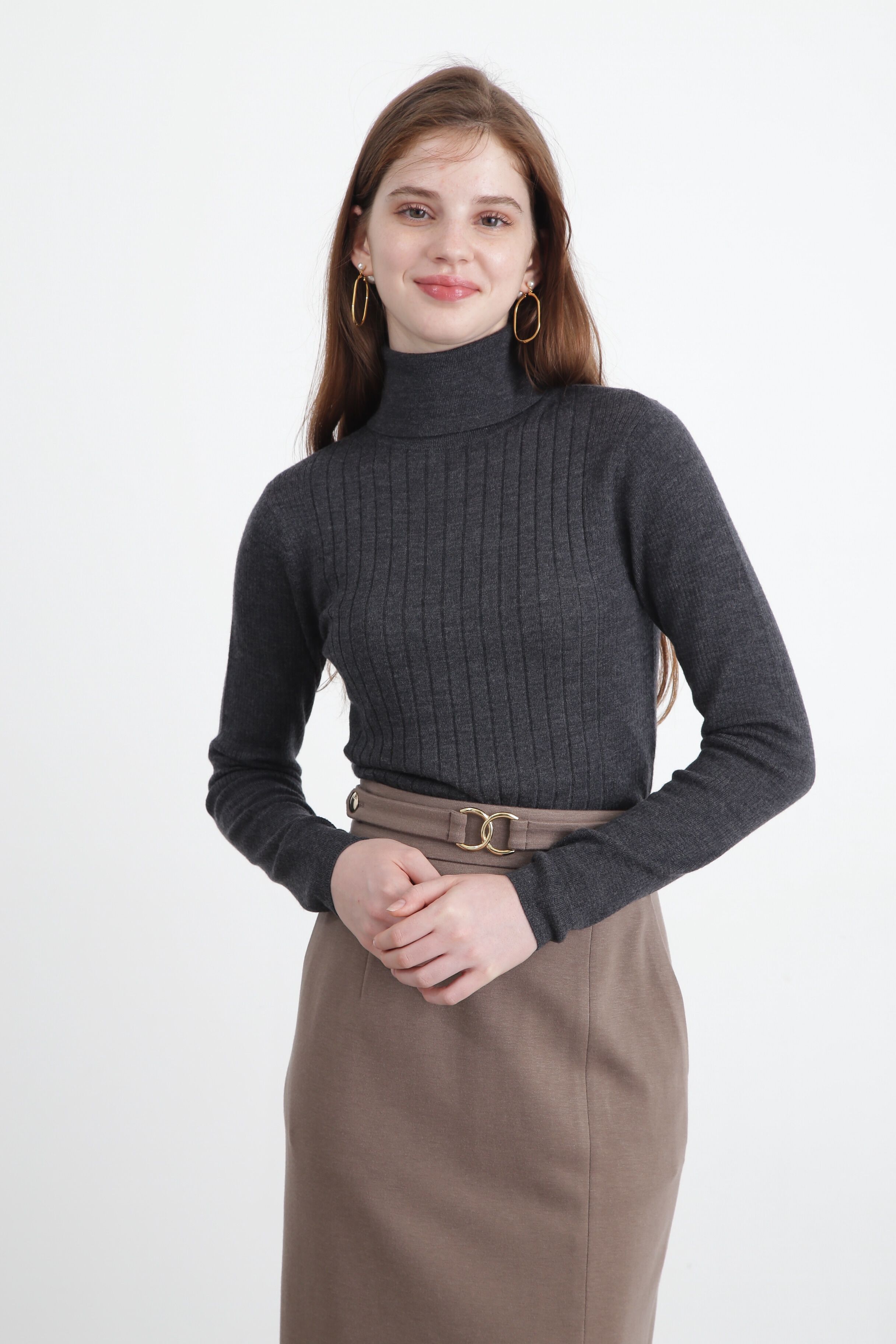  「◆バックボタンリブニットプルオーバー」|ニット・セーター|