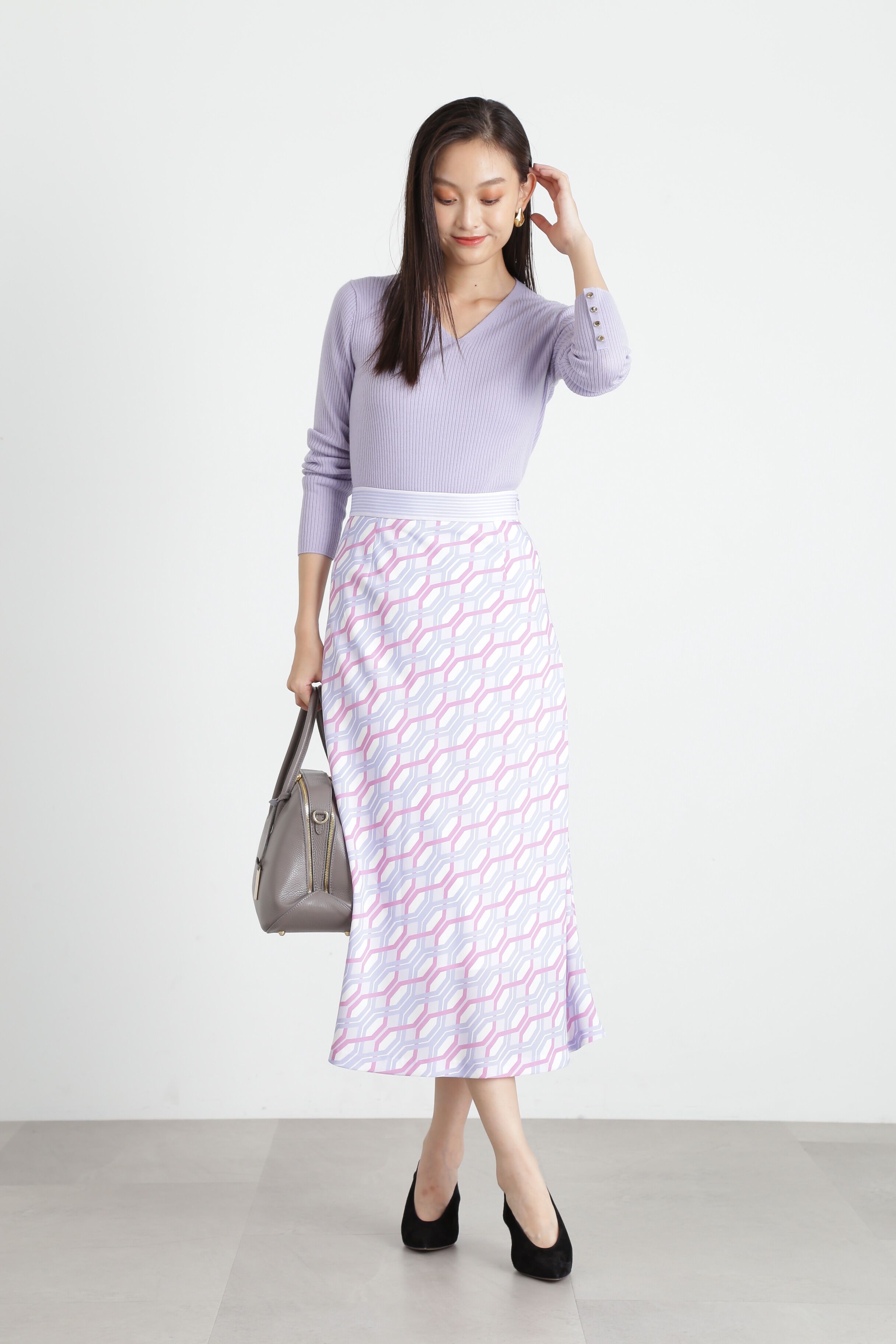  「ジオメトリックラインプリントスカート」|スカート|