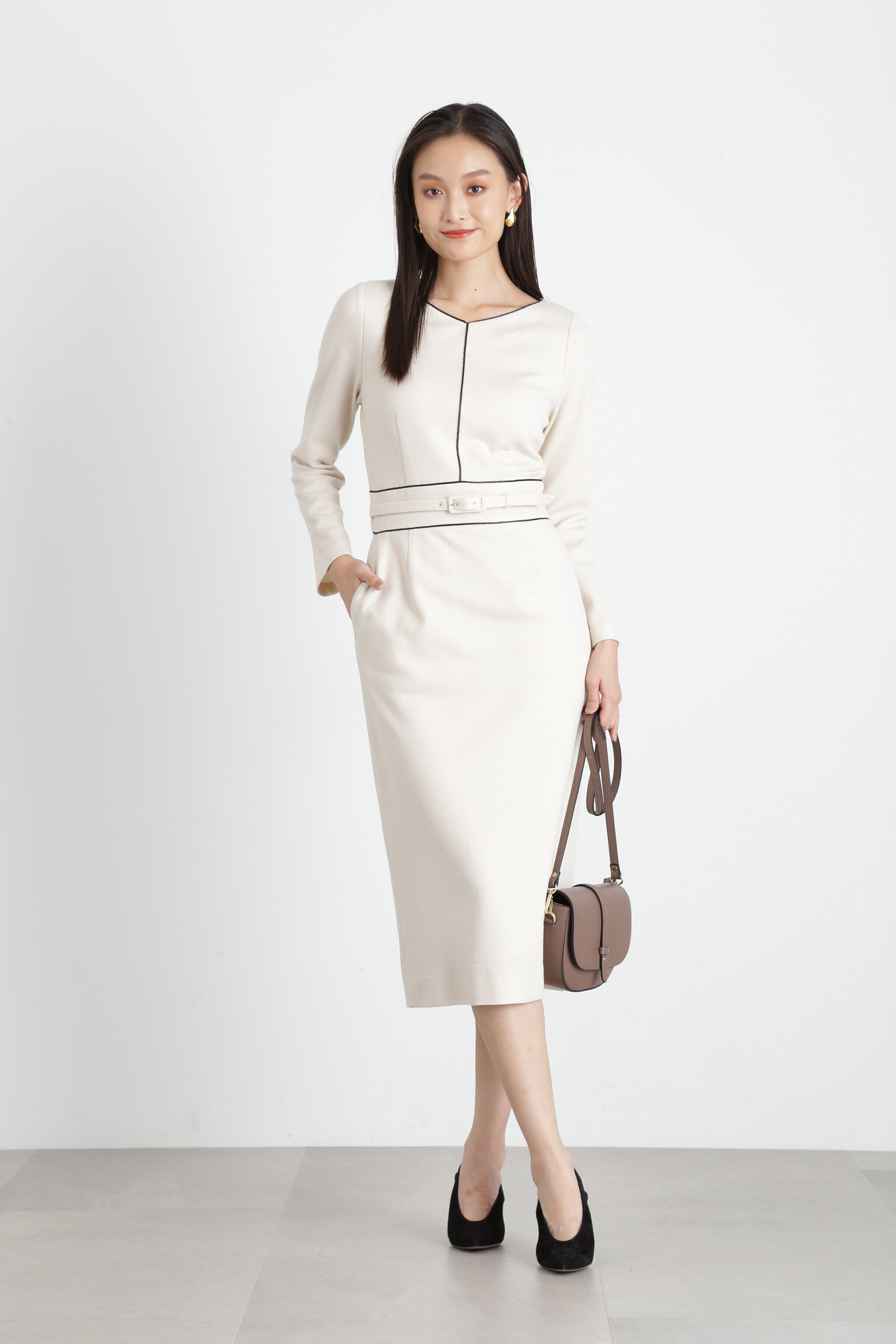  「バイカラーパイピングワンピース」|ワンピース|