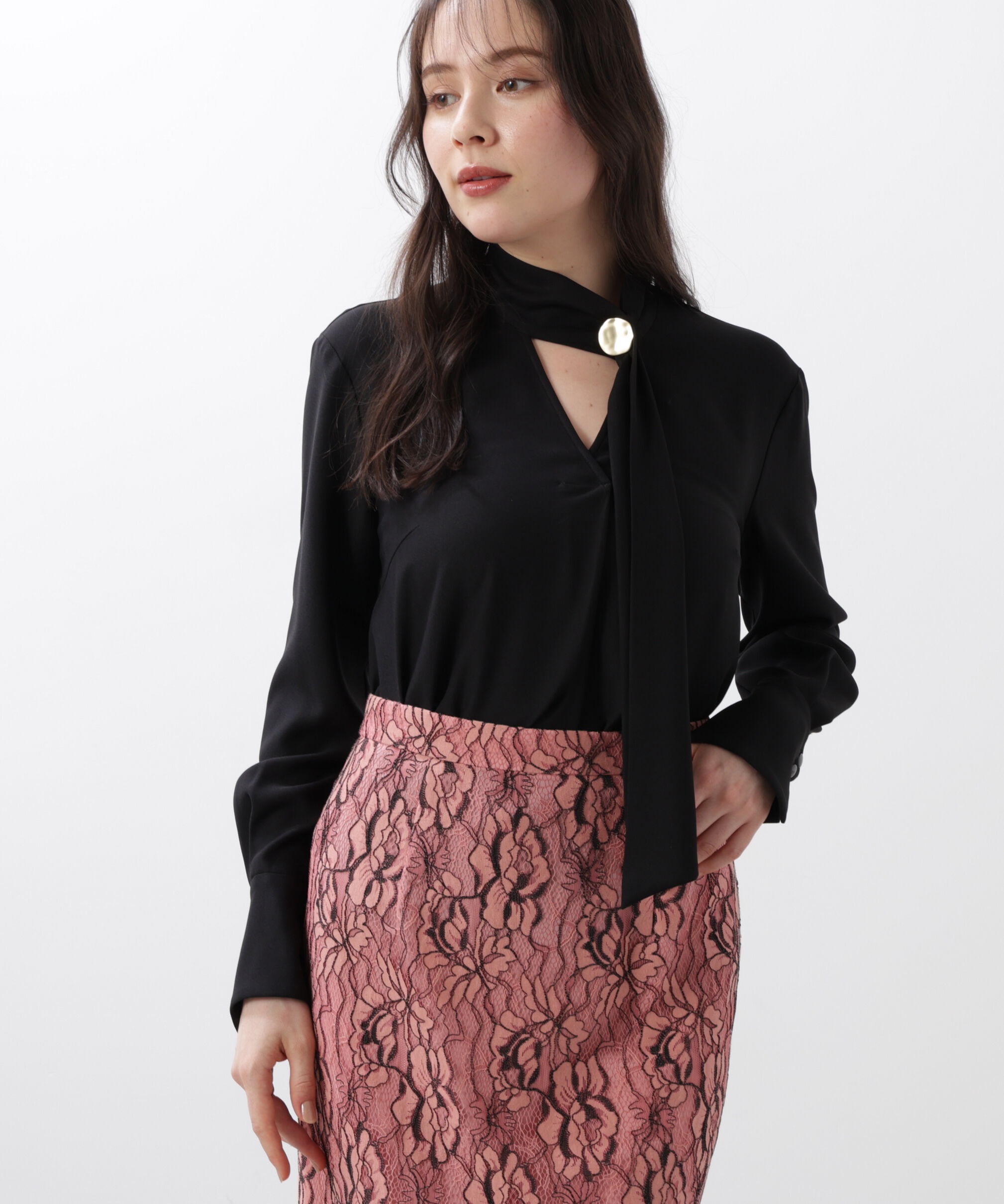  「◆メタル釦ボウタイブラウス」|シャツ・ブラウス|