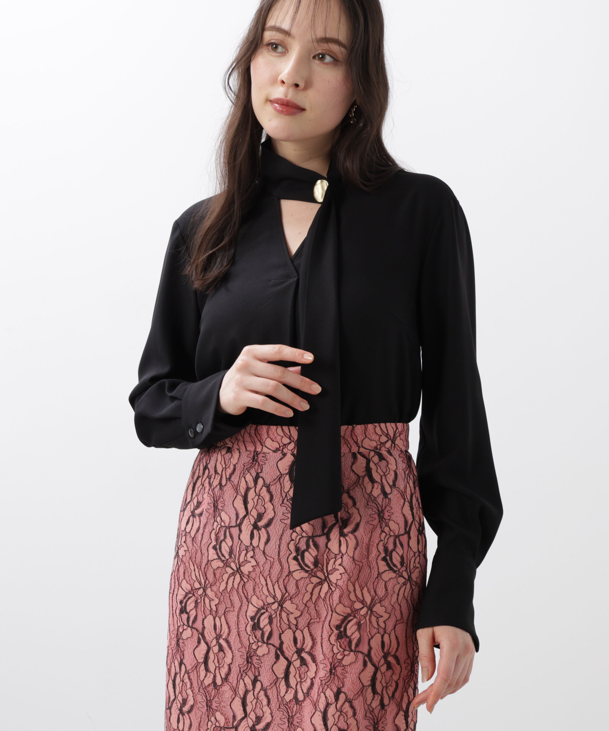  「◆メタル釦ボウタイブラウス」|シャツ・ブラウス|