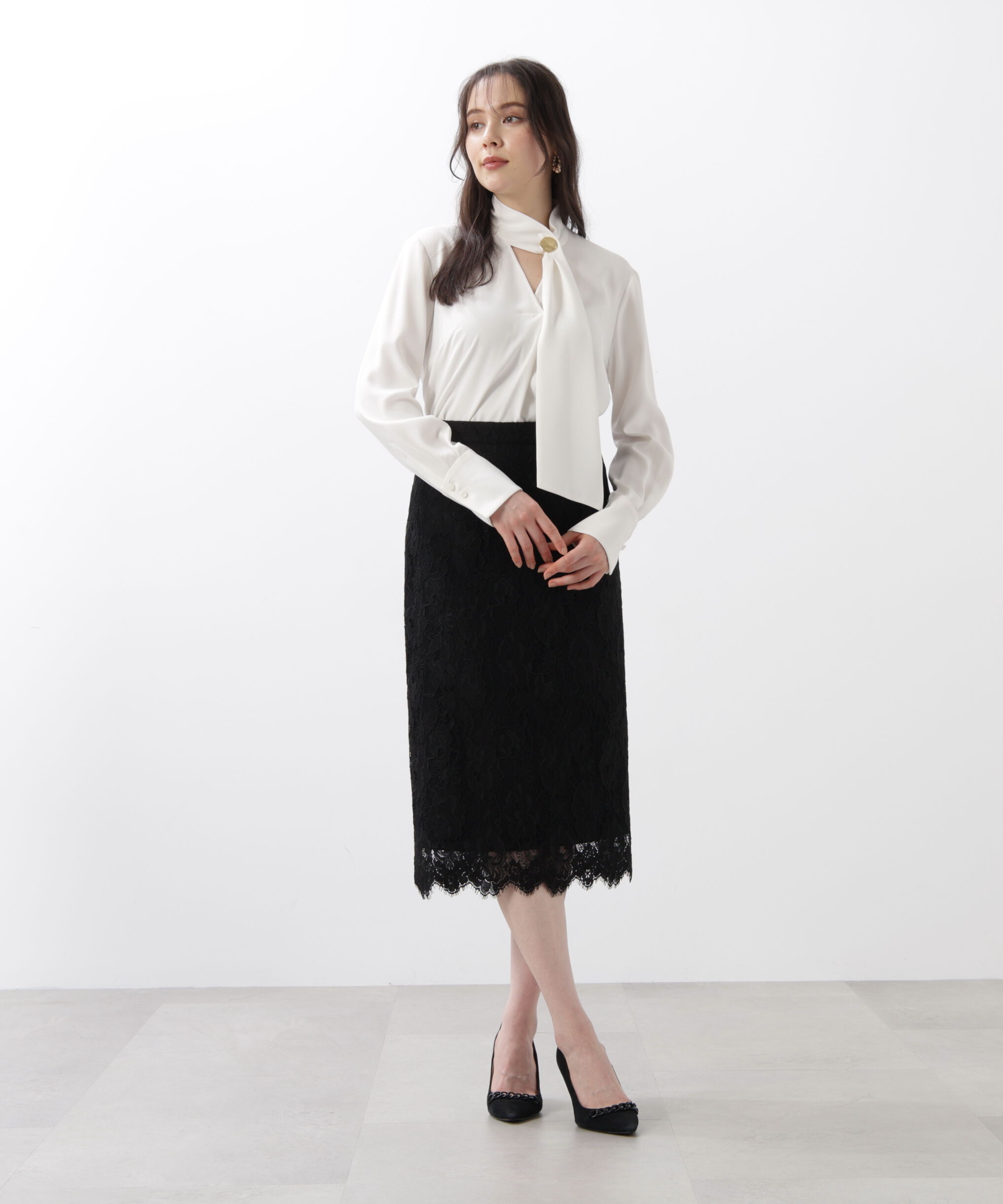  「◆メタル釦ボウタイブラウス」|シャツ・ブラウス|