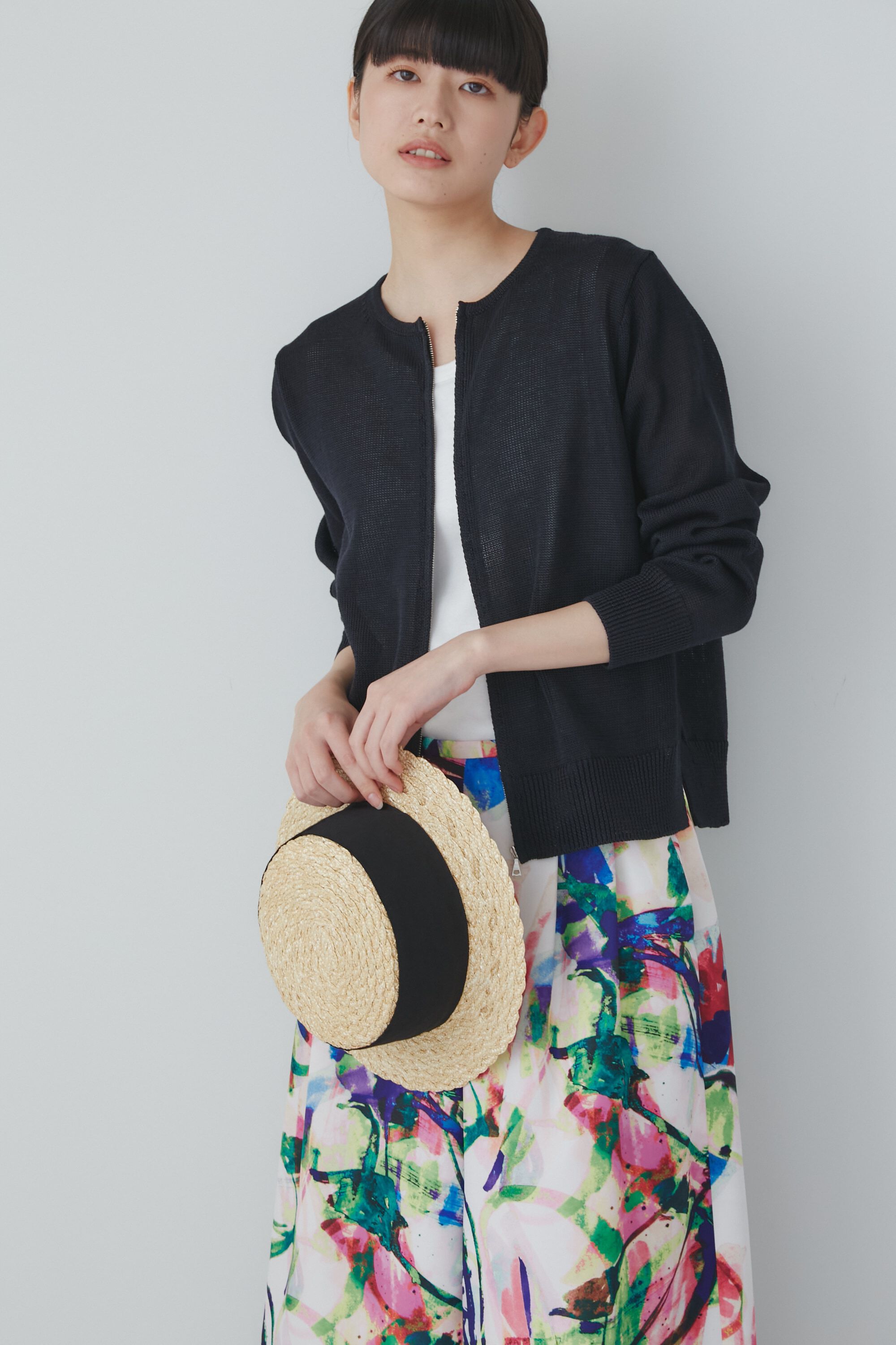  「◆ミドルゲージギマジップアップカーディガン」|ニット・セーター|ブラック