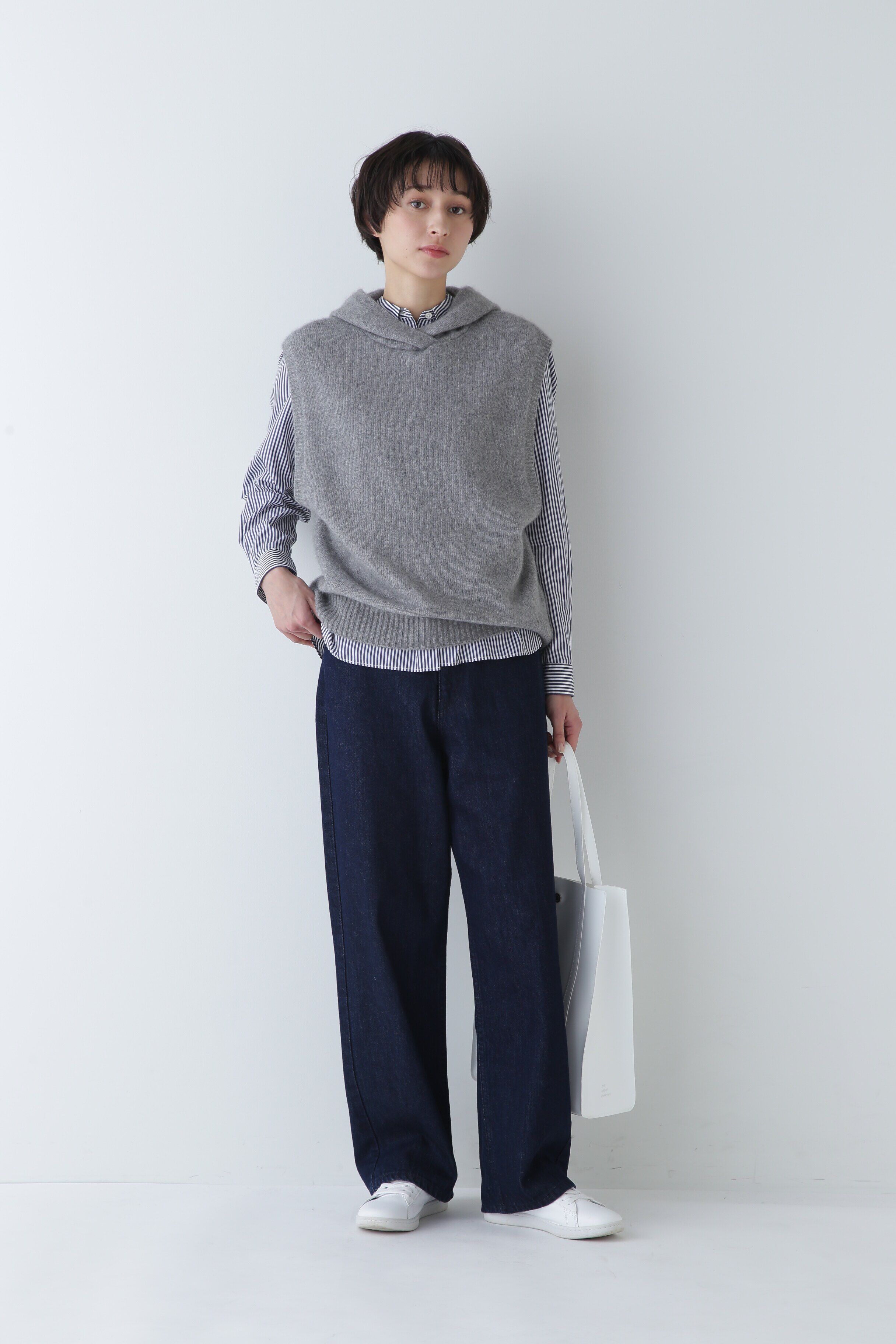  「フード付きニットベスト」|ニット・セーター|