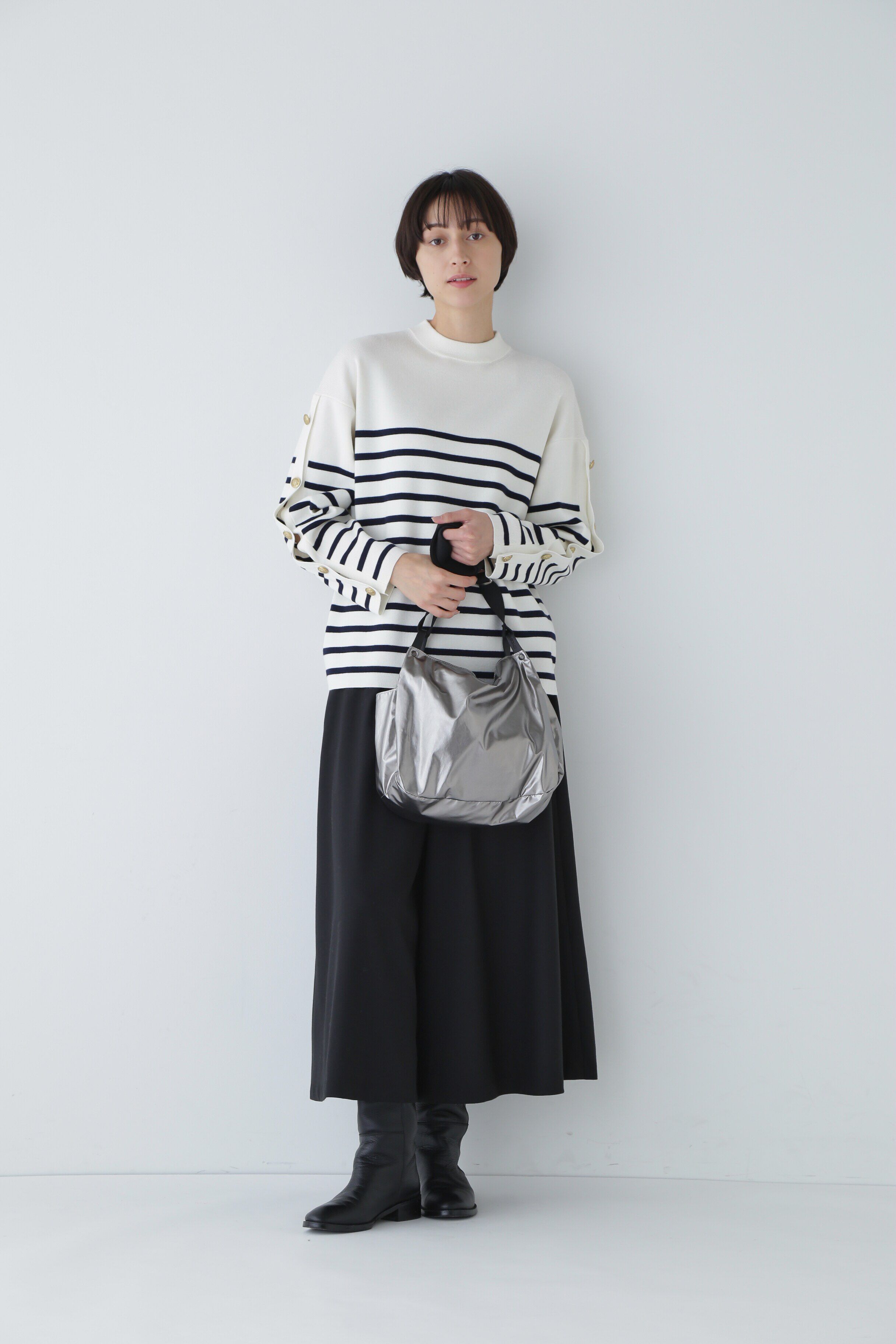  「◆袖ボタン付きボーダーニット」|ニット・セーター|