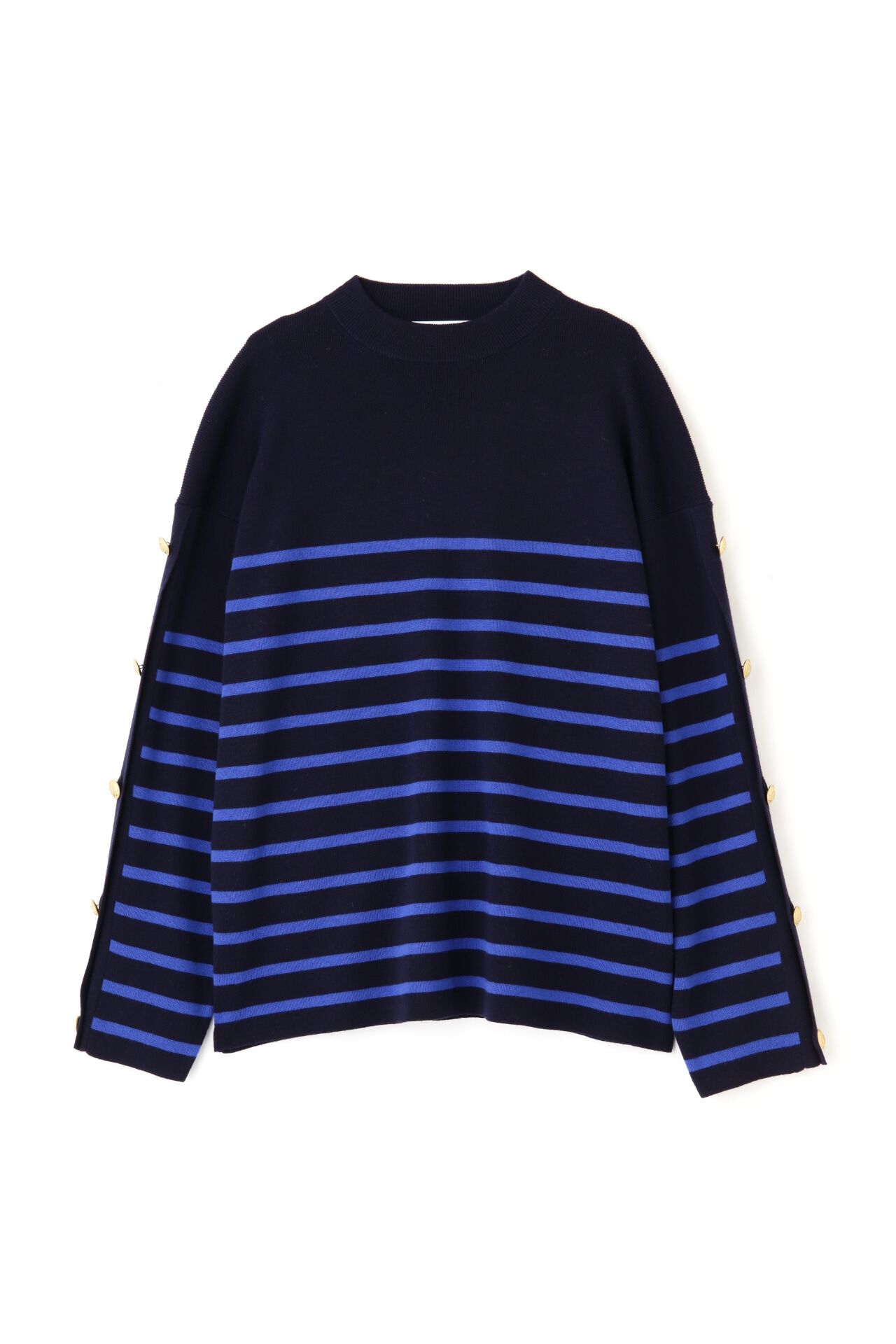  「◆袖ボタン付きボーダーニット」|ニット・セーター|