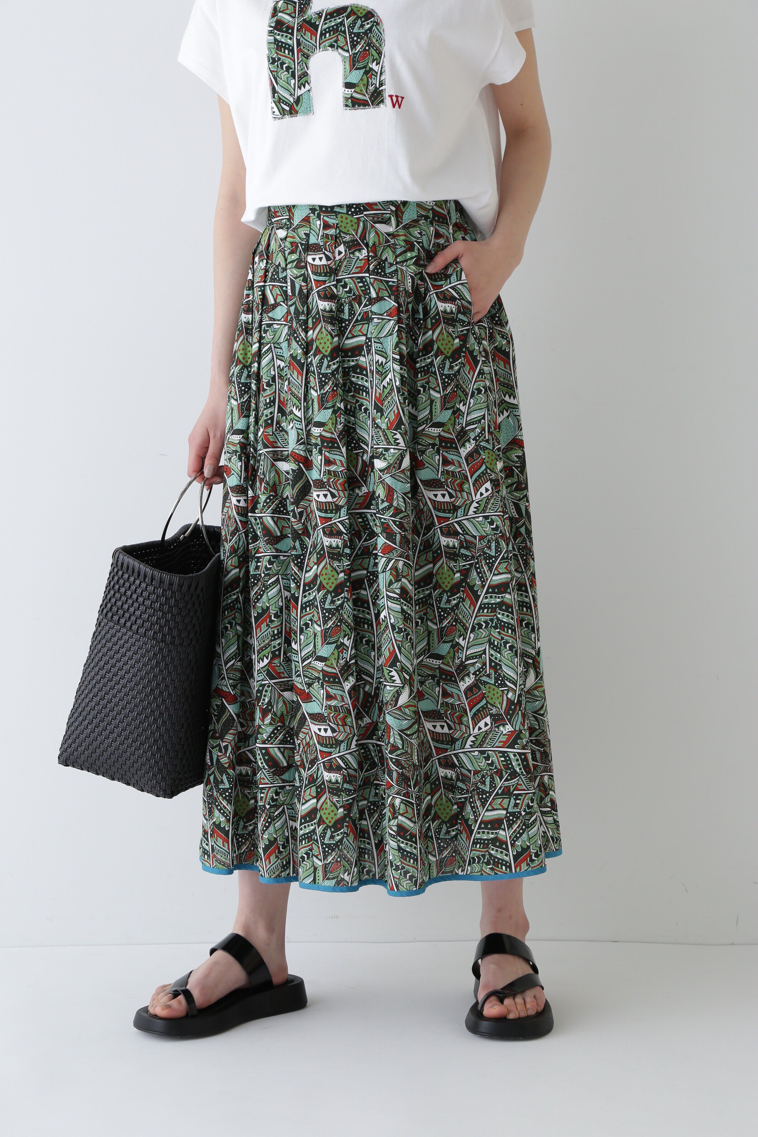  「◆プリントスカート」|スカート|ライトグリー 3