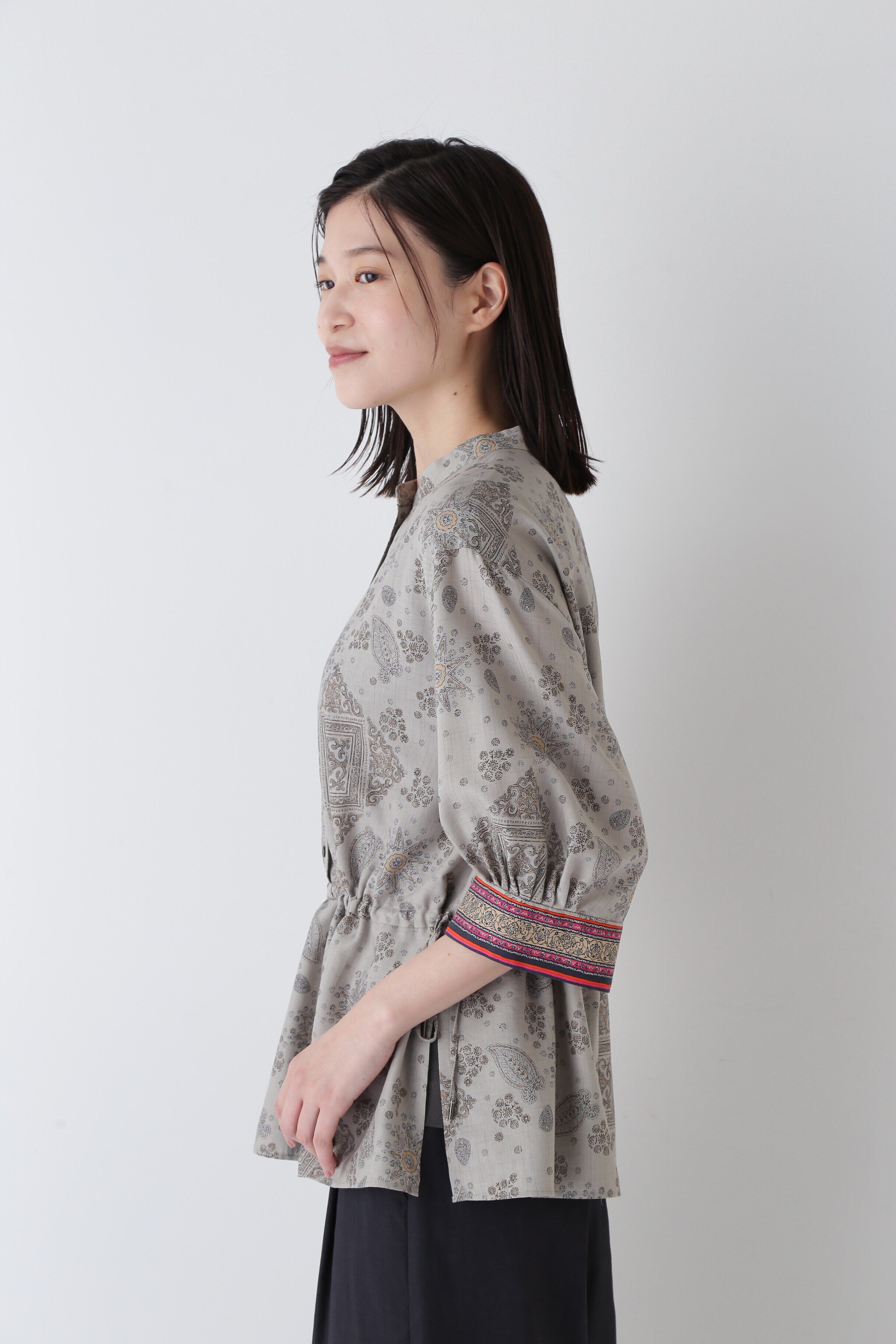  「◆モロッカンプリントウエストギャザーブラウス」|シャツ・ブラウス|