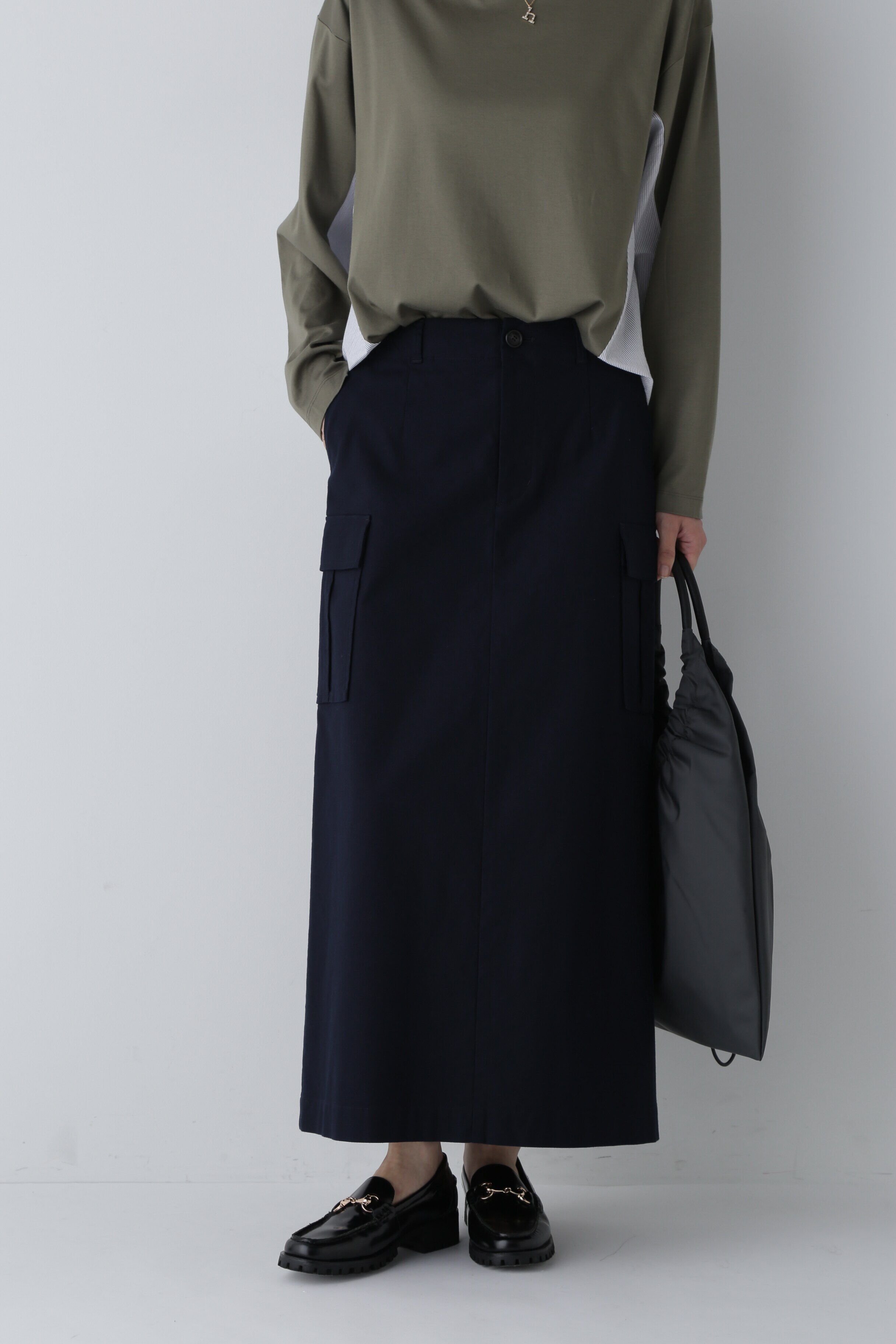  「◆オックスストレッチカーゴスカート」|スカート|ネイビー