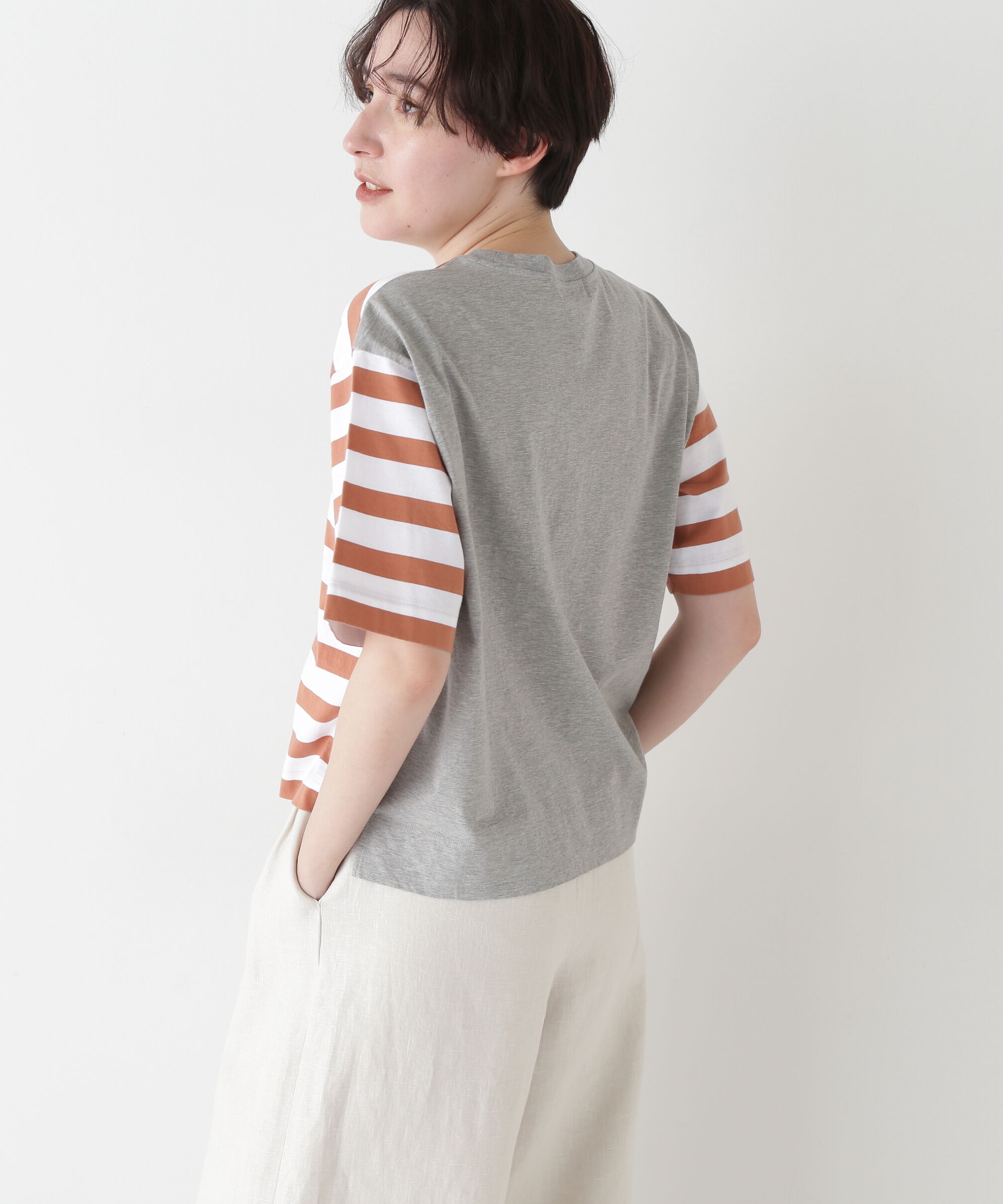  「◆シルケット天竺ボーダーカットソー」|Tシャツ・カットソー|