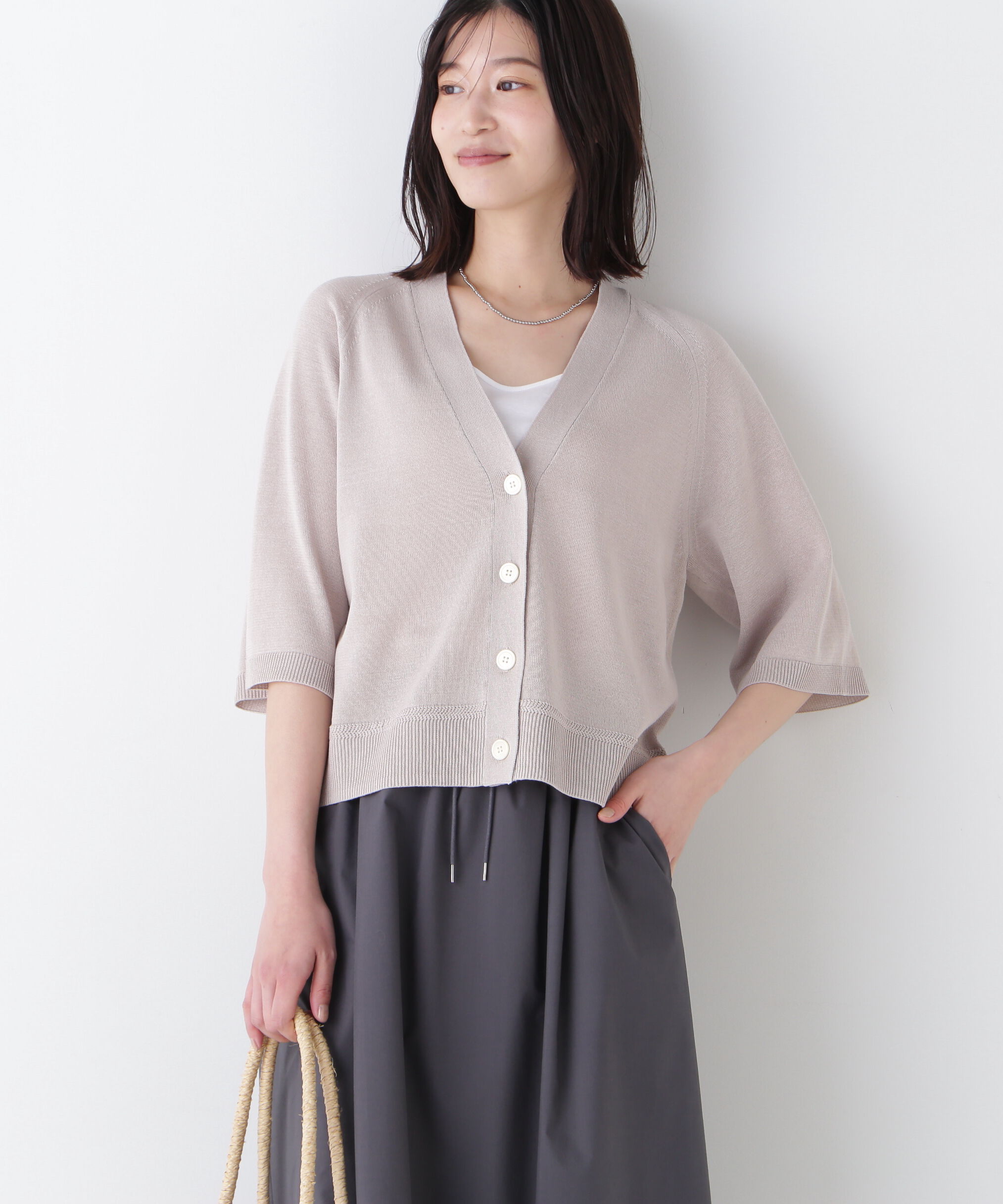  「◆ハイゲージギマラグランＶカーデ」|ニット・セーター|ベージュ