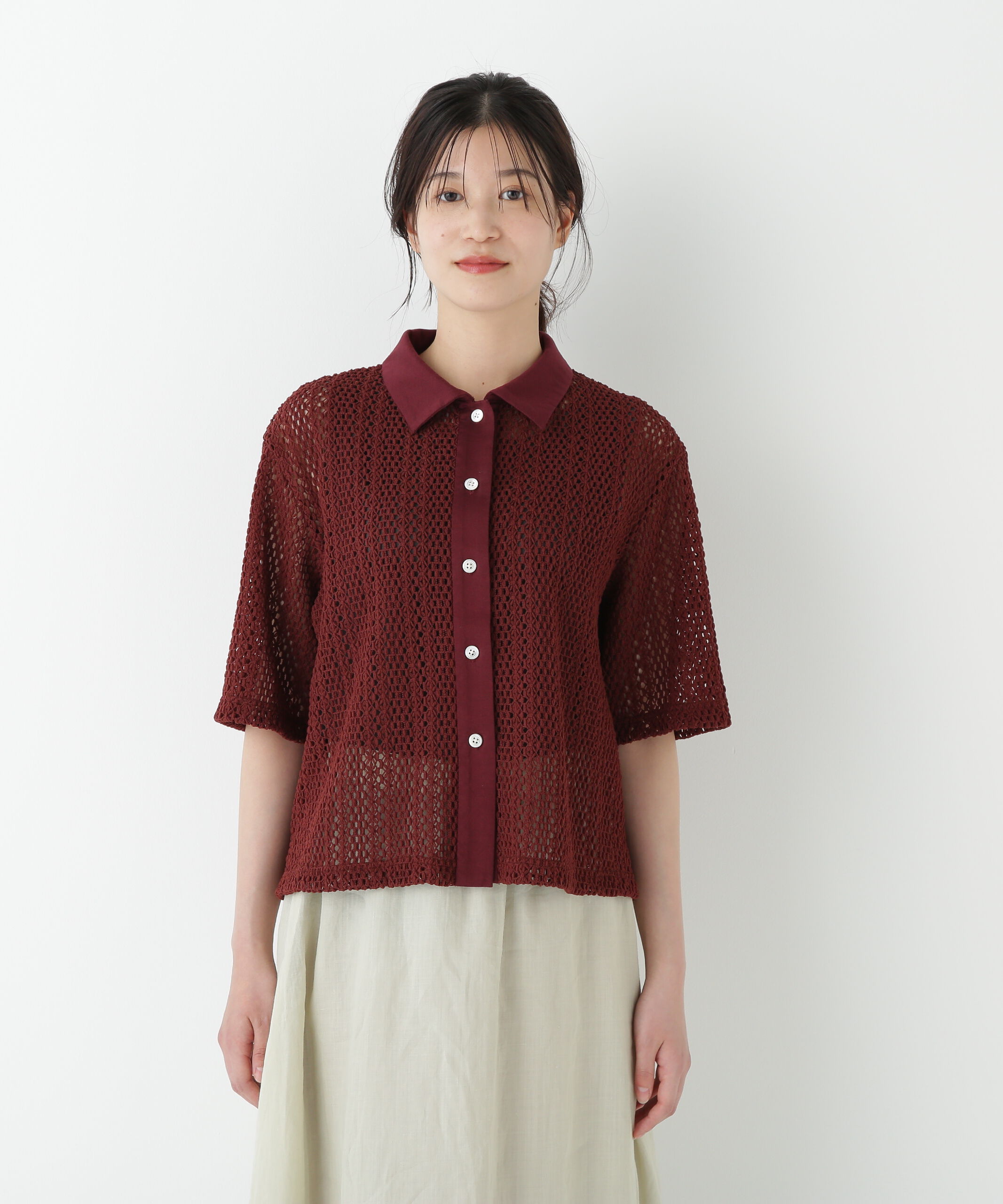  「◆クロッシェレース半袖シャツ」|Tシャツ・カットソー|