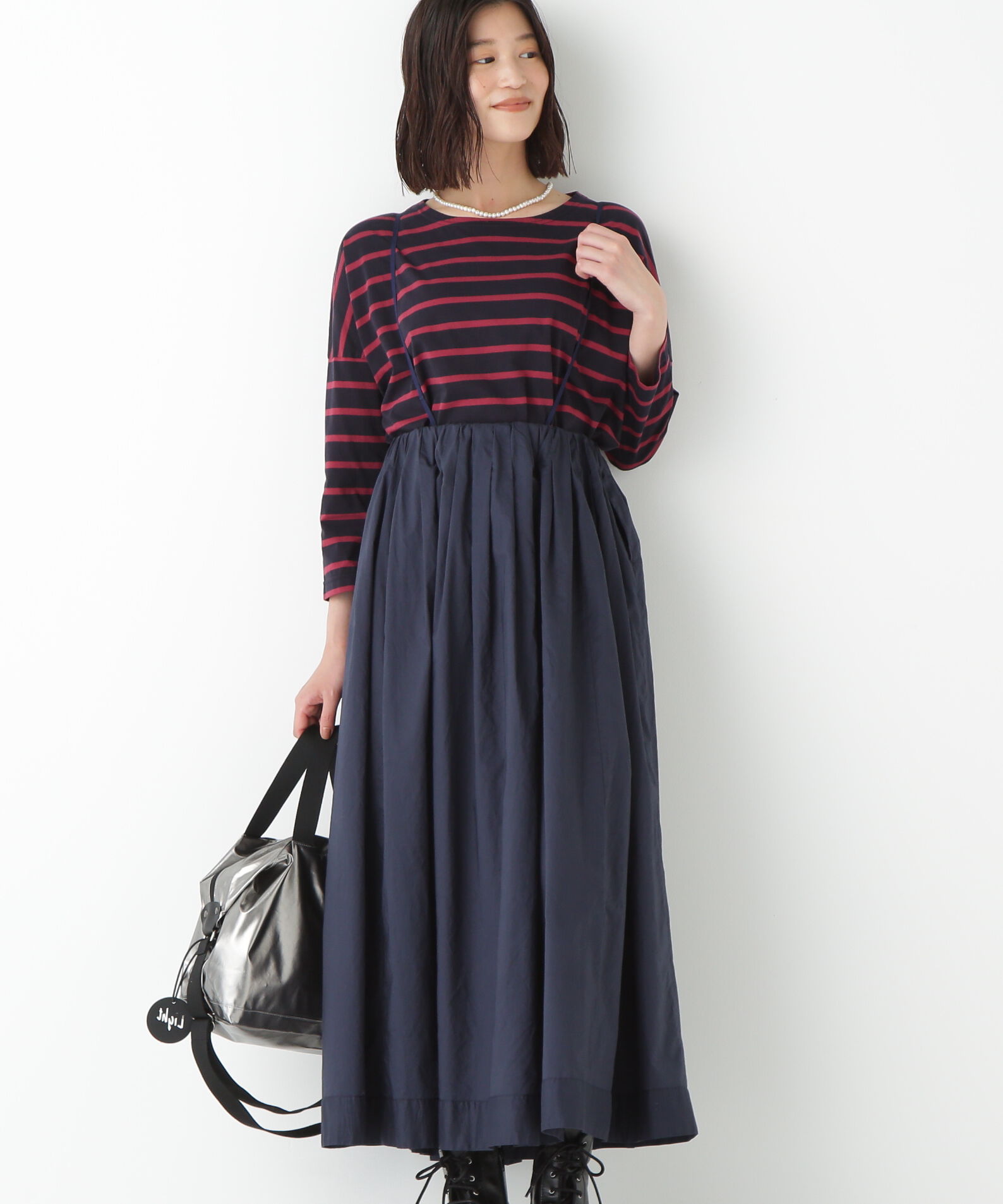  「◆コットンローンギャザースカート」|スカート|ネイビー