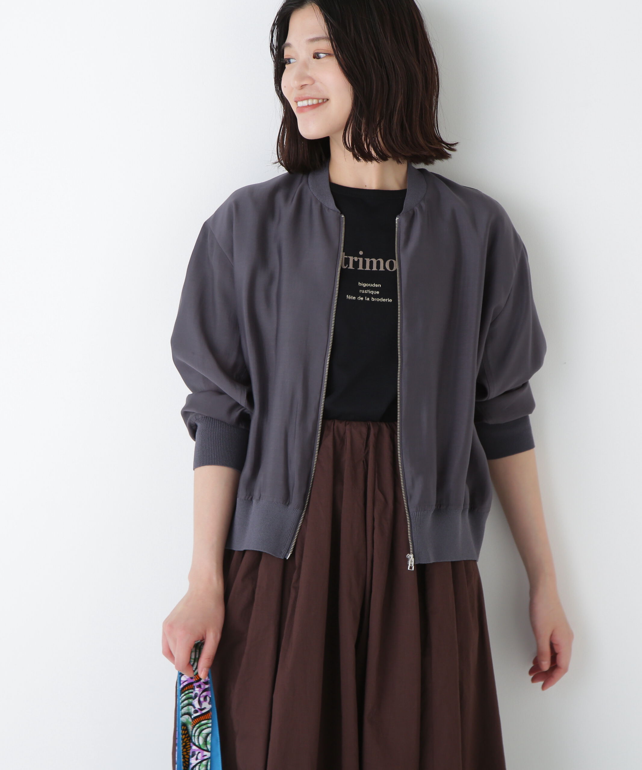  「◆シアーブルゾン」|ニット・セーター|チャコール1