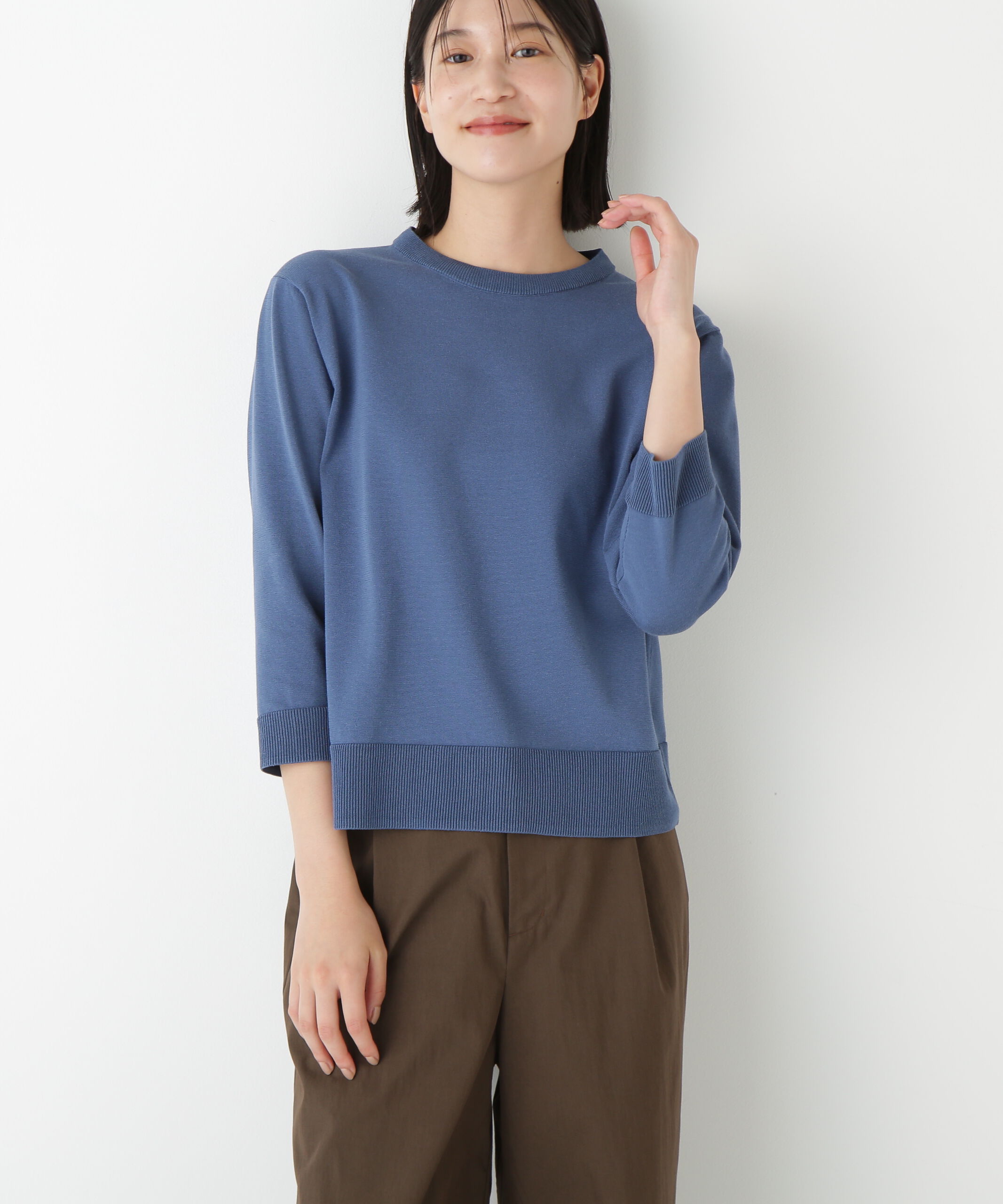  「◆綿ポリエステル取外し衿付プルオーバー」|ニット・セーター|