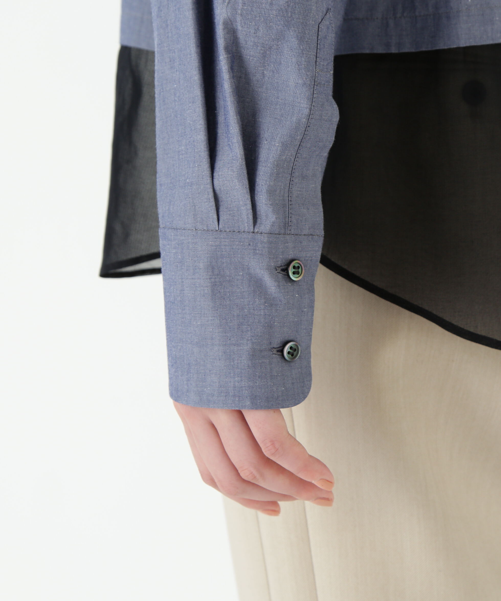  「◆シアーヘムドッキングハイネックブラウス」|シャツ・ブラウス|