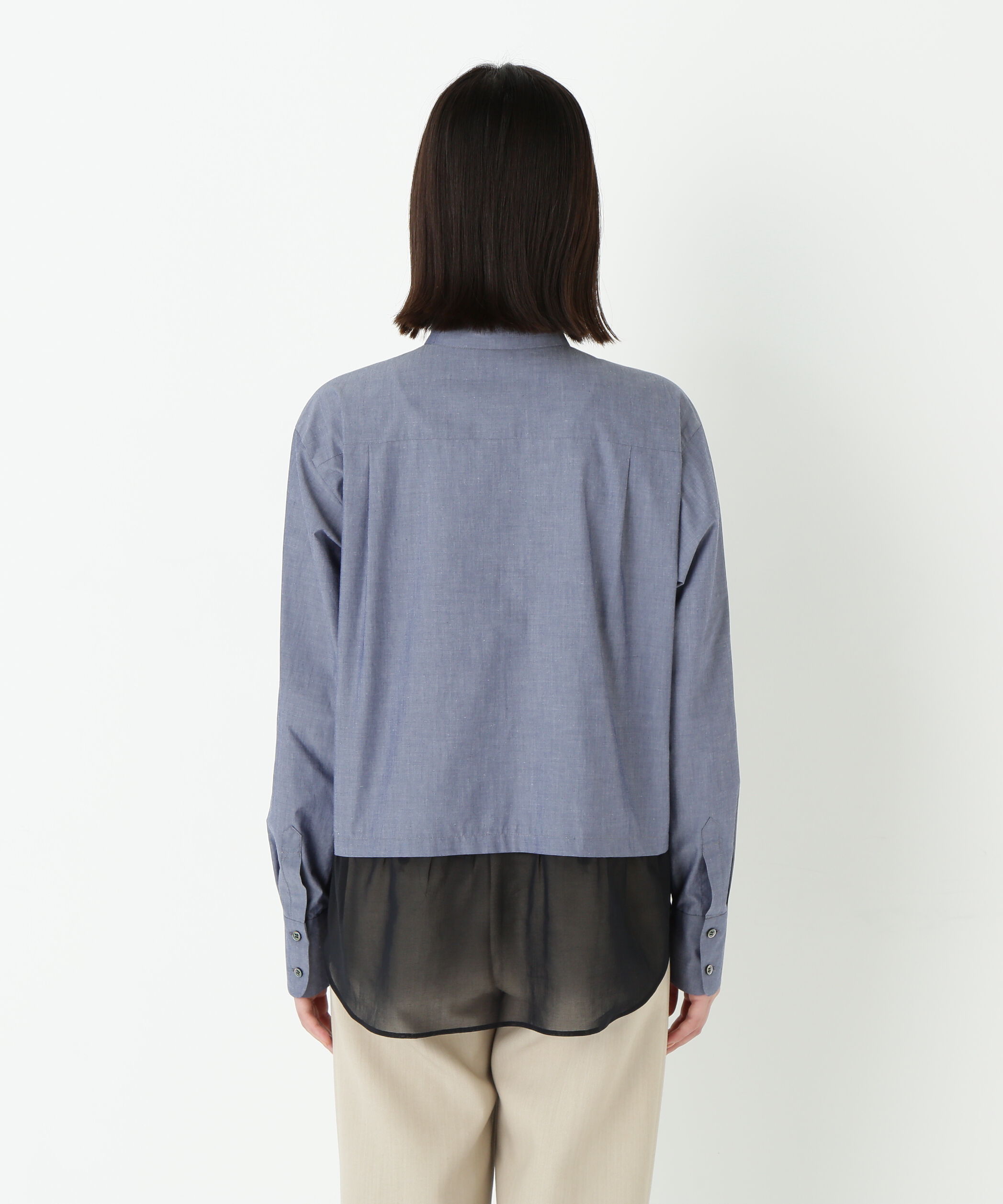  「◆シアーヘムドッキングハイネックブラウス」|シャツ・ブラウス|