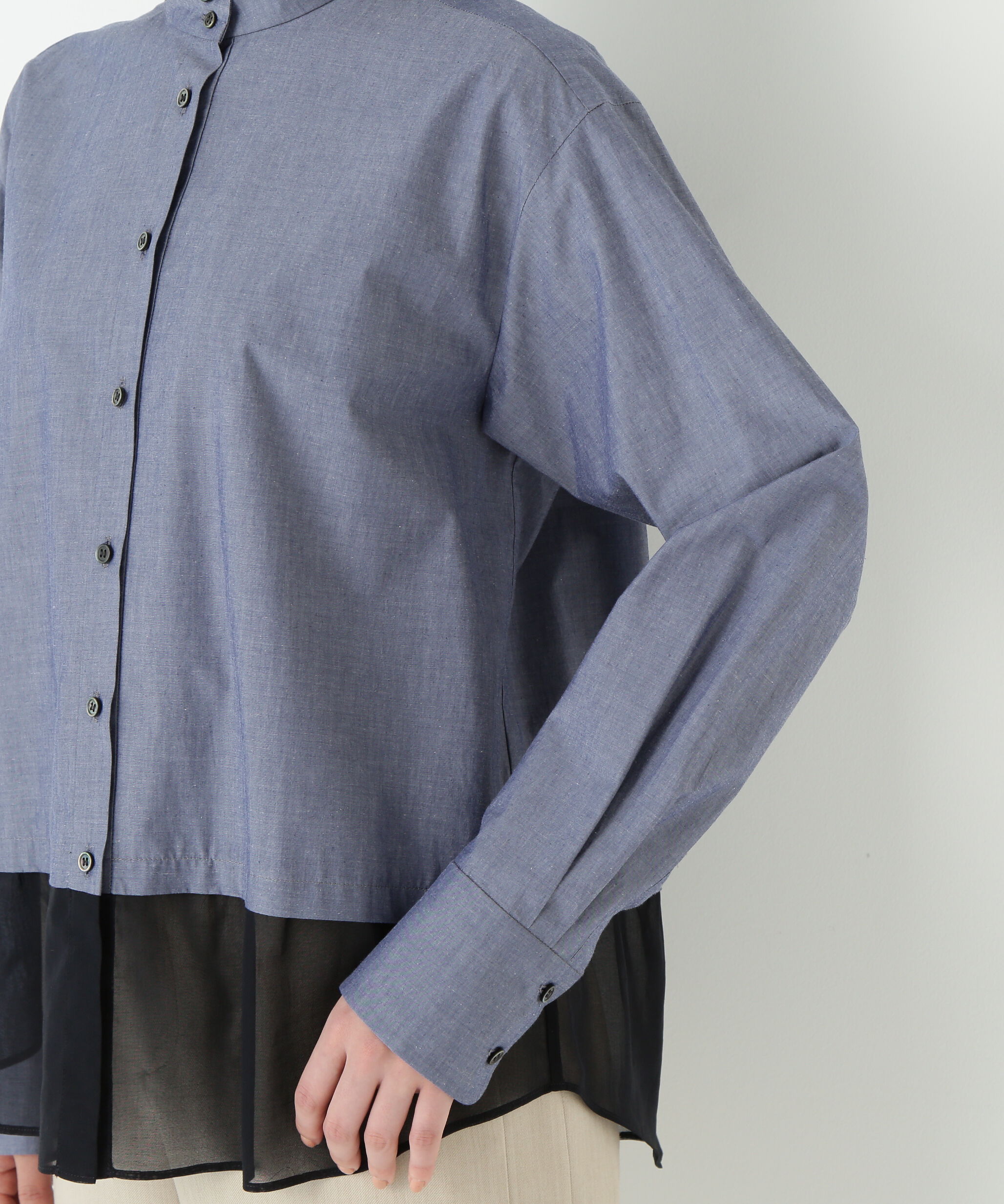  「◆シアーヘムドッキングハイネックブラウス」|シャツ・ブラウス|