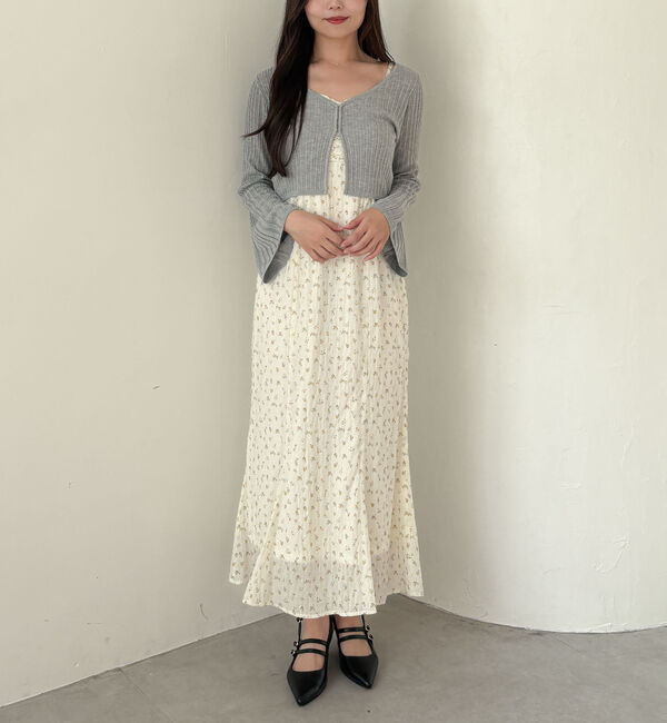 archives「シアーリブニットカーディガン&times;花柄キャミワンピースＳＥＴ」|ワンピース|