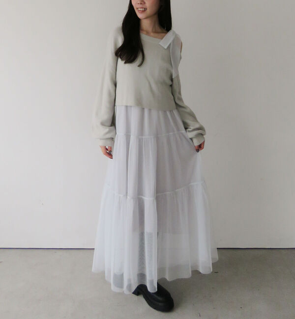 archives「肩リボンニットプルオーバー&times;チュールキャミワンピースＳＥＴ」|ワンピース|SILVER GRAY