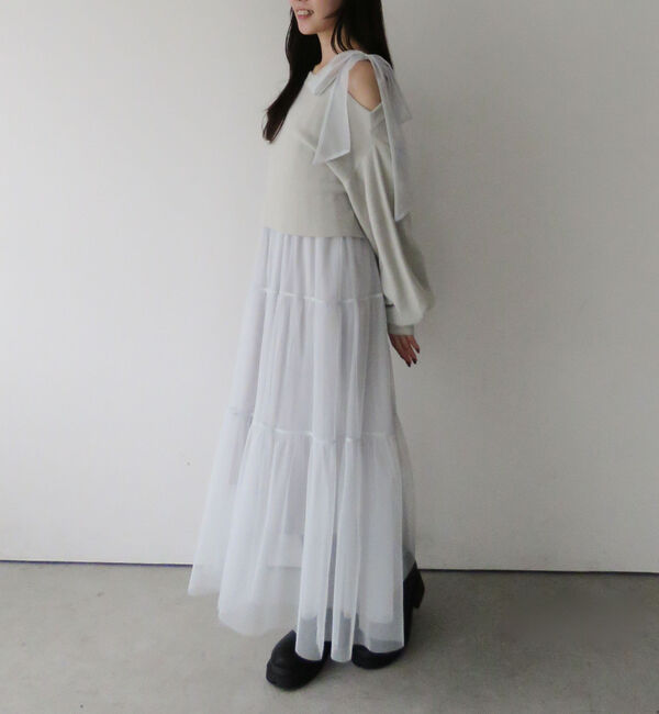 archives「肩リボンニットプルオーバー&times;チュールキャミワンピースＳＥＴ」|ワンピース|