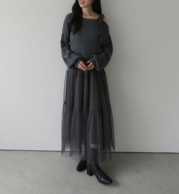 archives「肩リボンニットプルオーバー&times;チュールキャミワンピースＳＥＴ」|ワンピース|GRAY