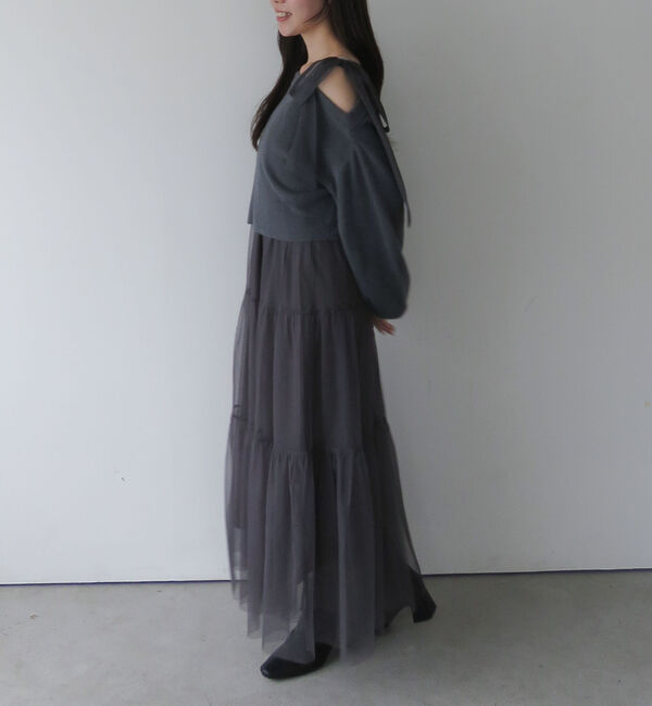 archives「肩リボンニットプルオーバー&times;チュールキャミワンピースＳＥＴ」|ワンピース|