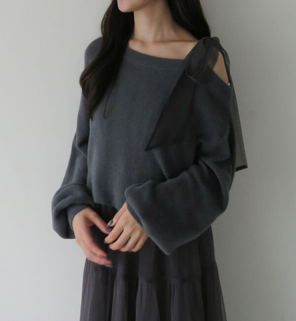 archives「肩リボンニットプルオーバー&times;チュールキャミワンピースＳＥＴ」|ワンピース|