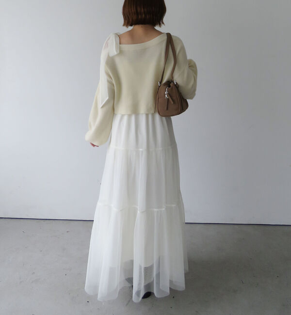 archives「肩リボンニットプルオーバー&times;チュールキャミワンピースＳＥＴ」|ワンピース|