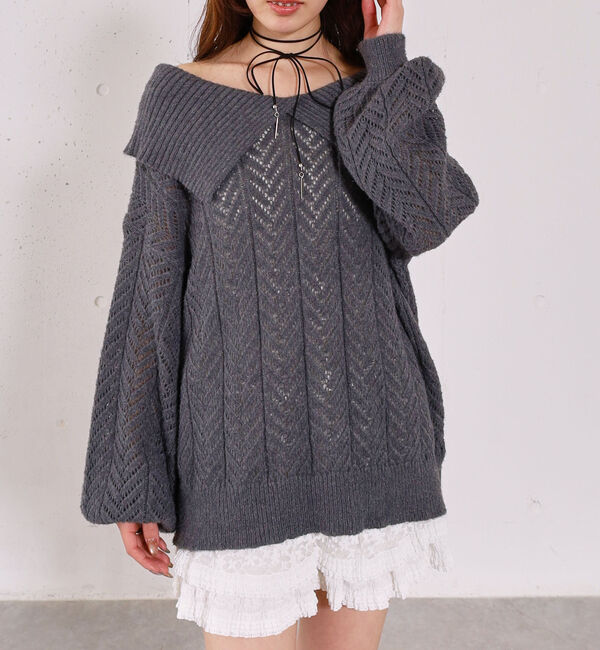 archives「ビックカラーオフショルミドルニットオーバー」|ニット・セーター|