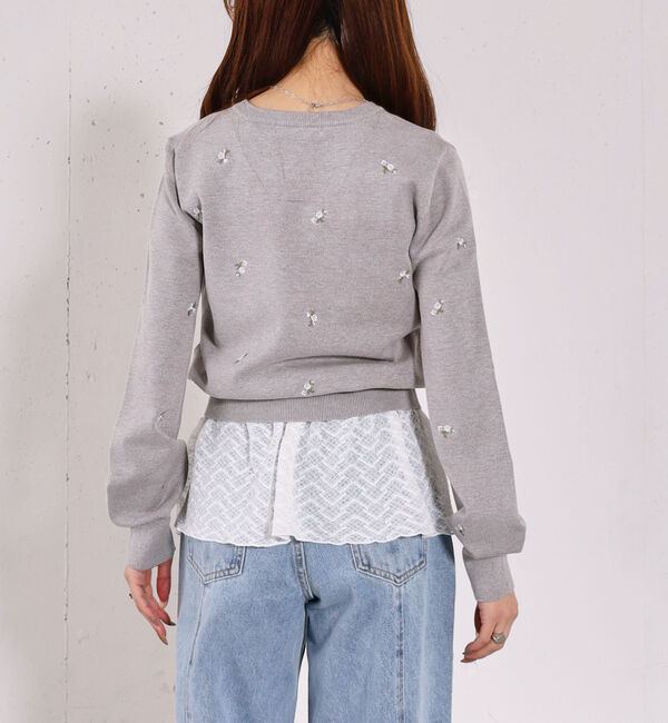 archives「【アンチピリング】小花柄刺繍ニットカーディガン」|カーディガン|