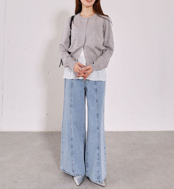 archives「【アンチピリング】小花柄刺繍ニットカーディガン」|カーディガン|