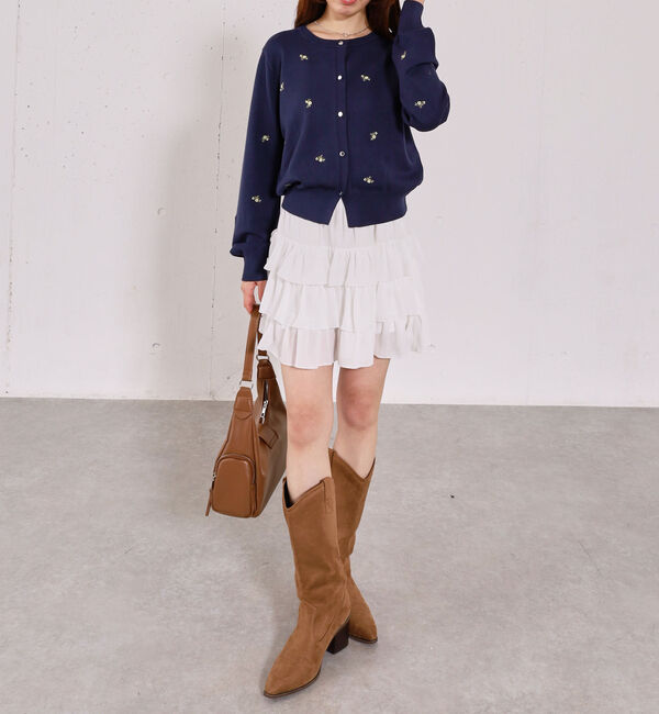 archives「【アンチピリング】小花柄刺繍ニットカーディガン」|カーディガン|