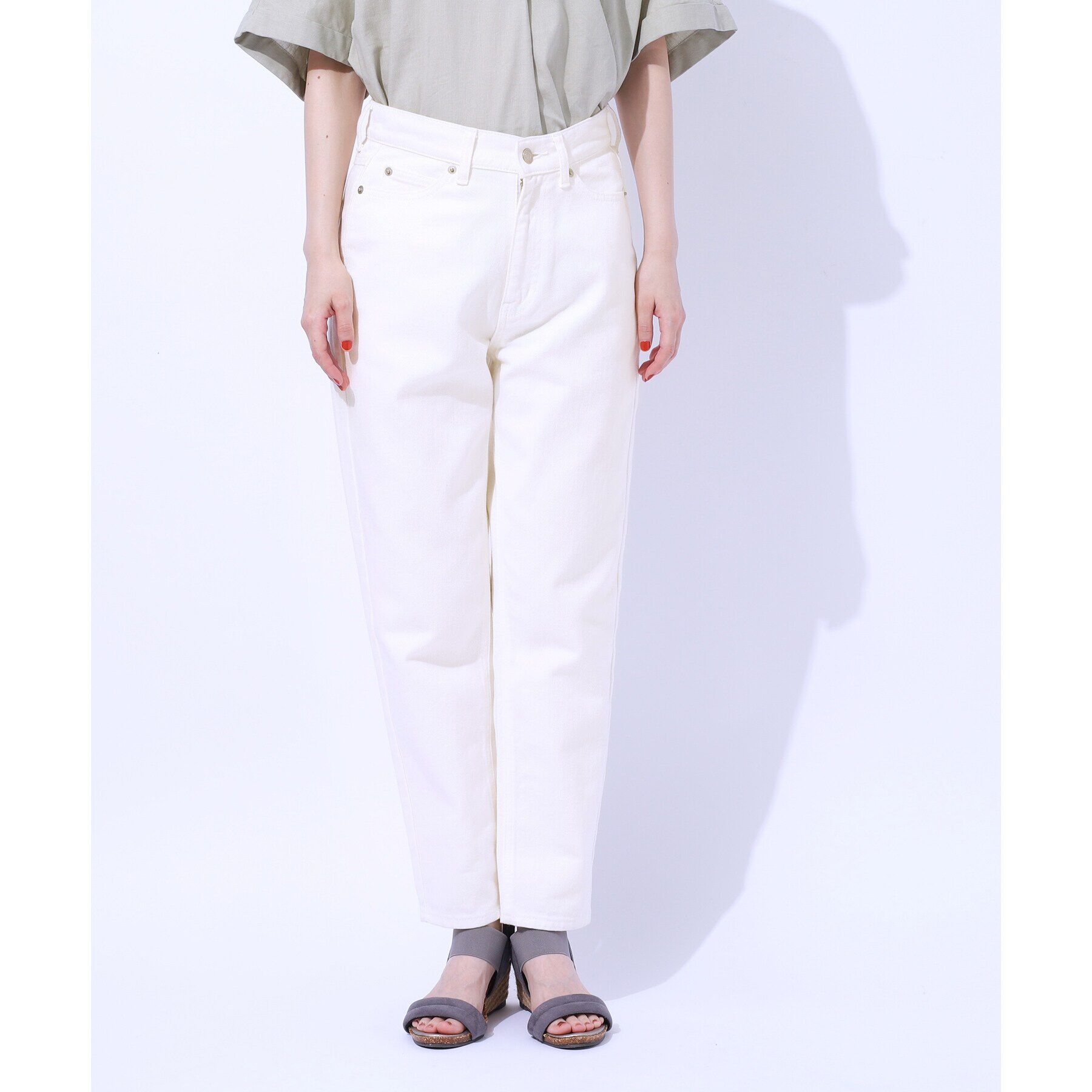 SHOO･LA･RUE「【SS-3L/美脚シルエット】いつでも頼れる デニムテーパードパンツ」|デニム|