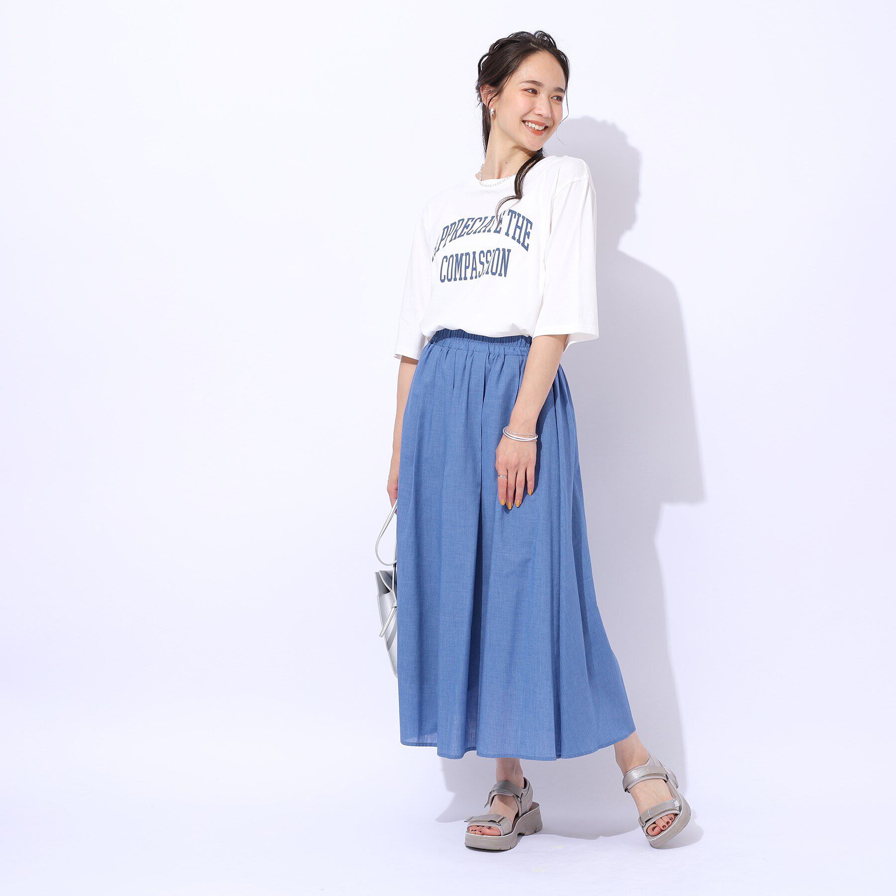 SHOO･LA･RUE「【洗える/綿100%/プチプラ】アウトも決まる ラウンドヘム プリントTシャツ」|Tシャツ・カットソー|