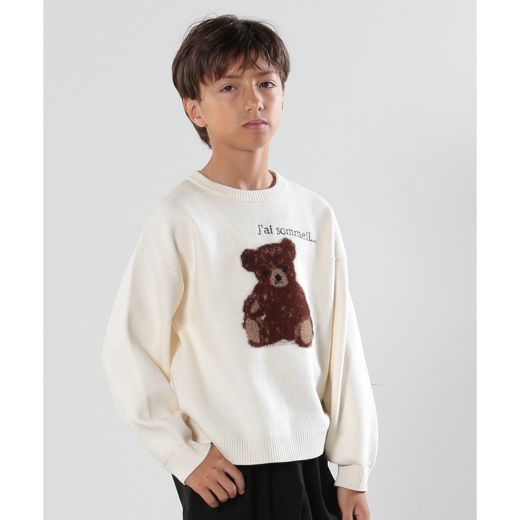 SHOO･LA･RUE「【110-140cm/リンク/男女兼用】アニマルモチーフニット」|ニット・セーター|ホワイト(002)