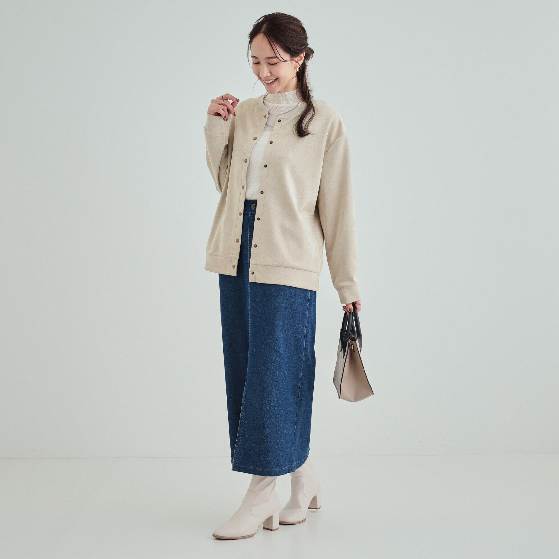 SHOO･LA･RUE「【S-LL】ゆったりと軽やかに やわらかスエード調カーディガン」|カーディガン|