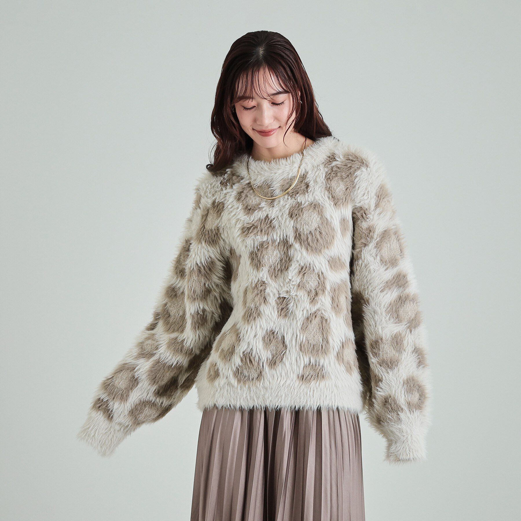 SHOO･LA･RUE「ふわふわレオパード柄フェザーニット」|ニット・セーター|