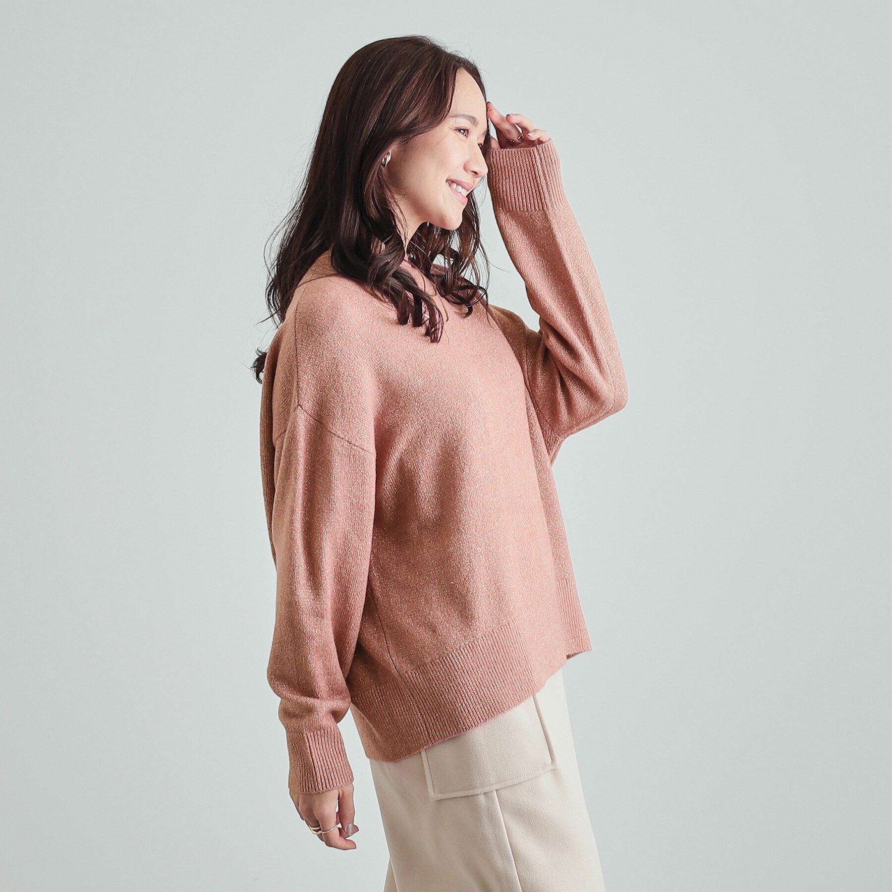 SHOO･LA･RUE「【S-LL】さりげないラメで大人上品に クルーネックニット」|ニット・セーター|