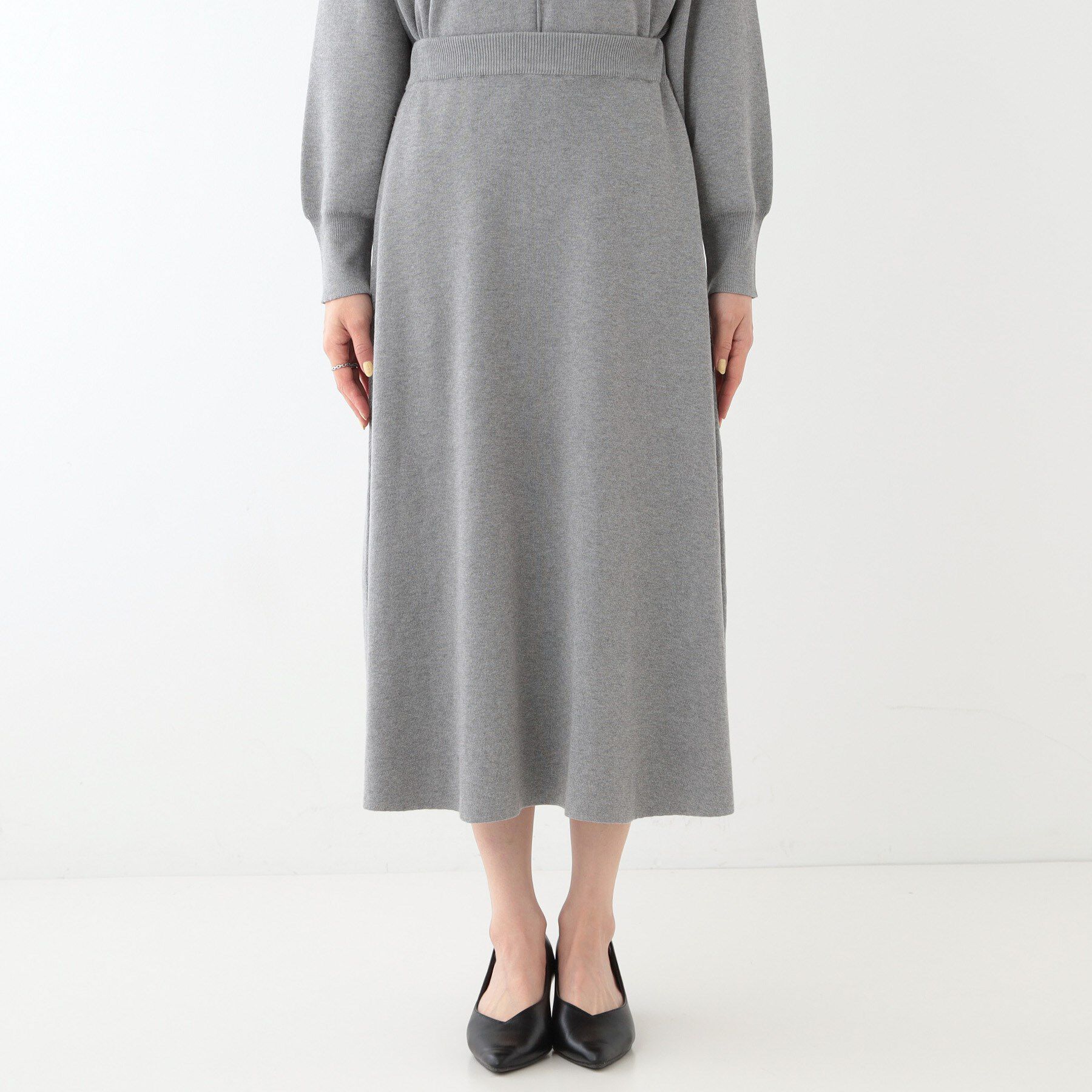 SHOO･LA･RUE「【セットアップ可/S-LL】大人上品に揺れる ニットフレアスカート」|スカート|