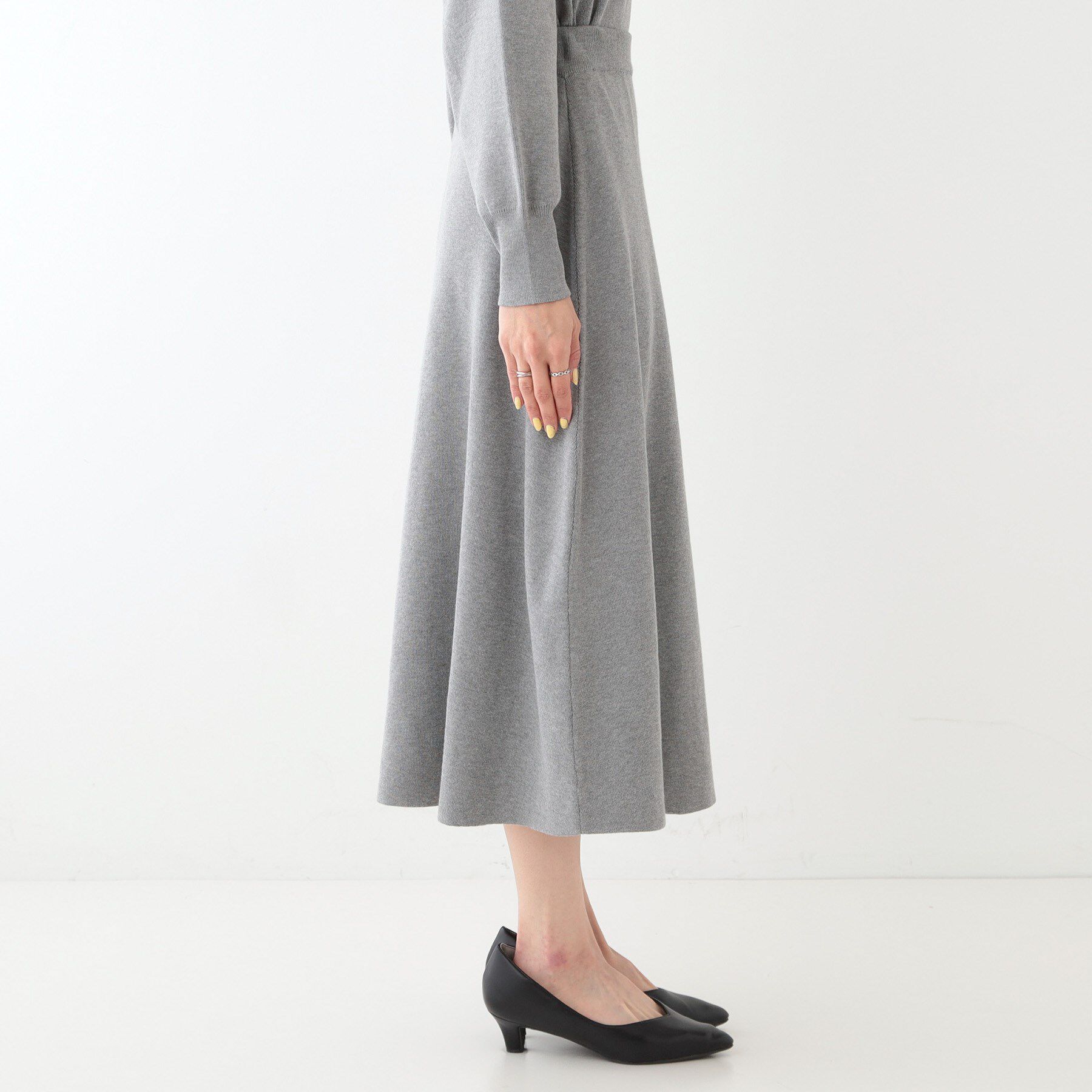 SHOO･LA･RUE「【セットアップ可/S-LL】大人上品に揺れる ニットフレアスカート」|スカート|