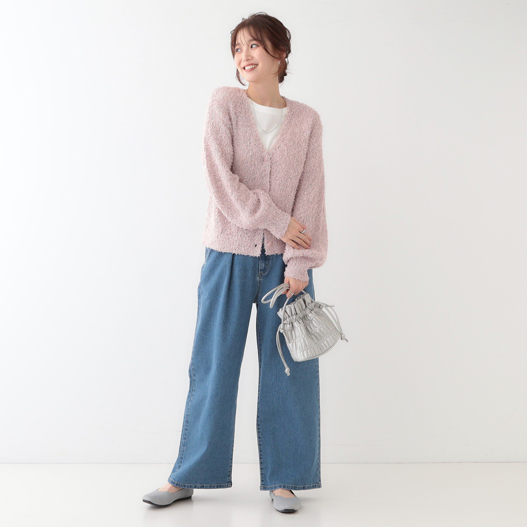 SHOO･LA･RUE「【S-LL】ふわふわ軽やかラメニットカーディガン」|カーディガン|