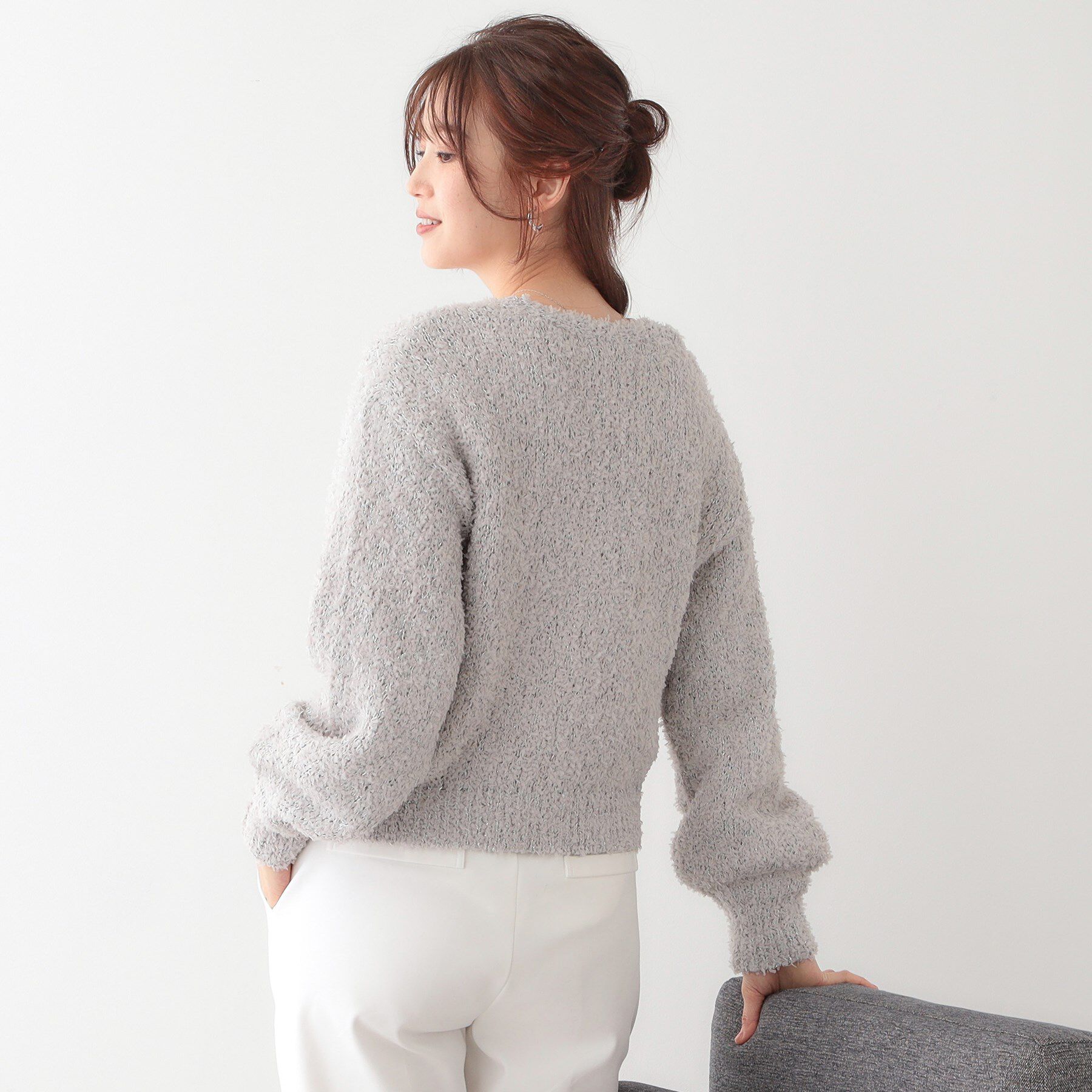 SHOO･LA･RUE「【S-LL】ふわふわ軽やかラメニットカーディガン」|カーディガン|